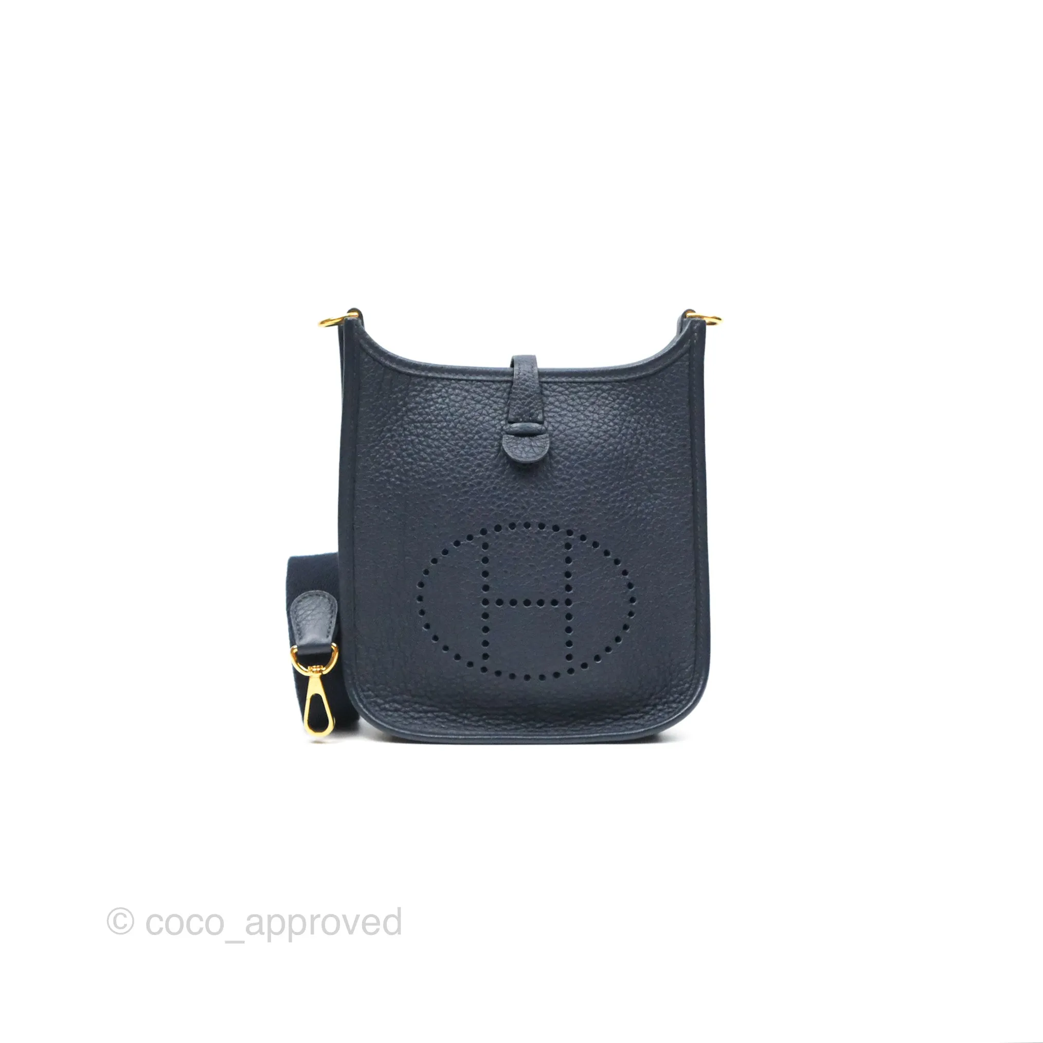 Herms Mini Evelyne 16 Bleu Nuit 2Z Clemence Gold Hardware