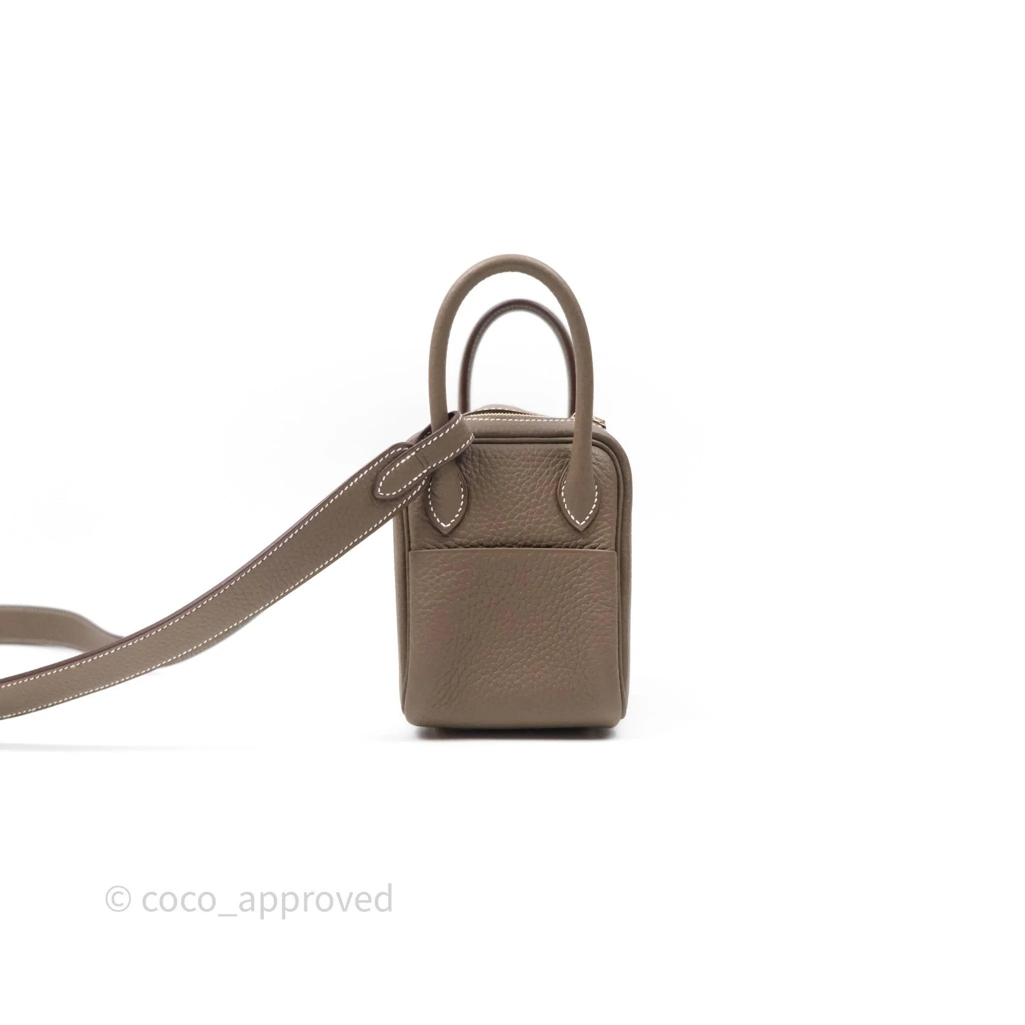 Herms Mini Lindy 20 Etoupe 18 Clemence Gold Hardware