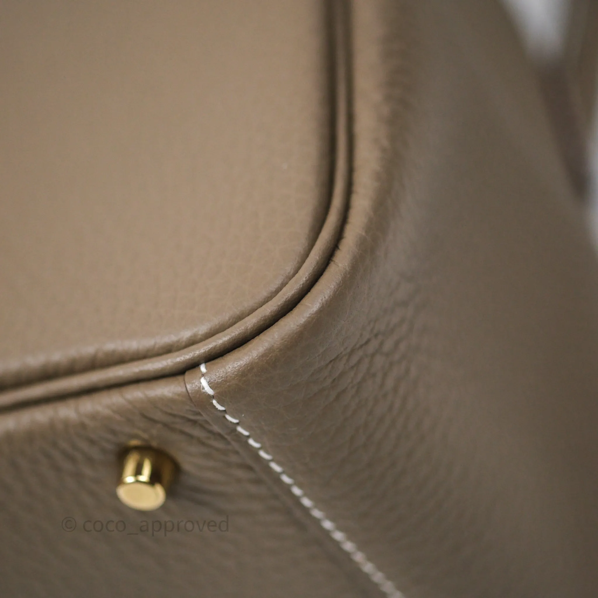 Herms Mini Lindy 20 Etoupe 18 Clemence Gold Hardware