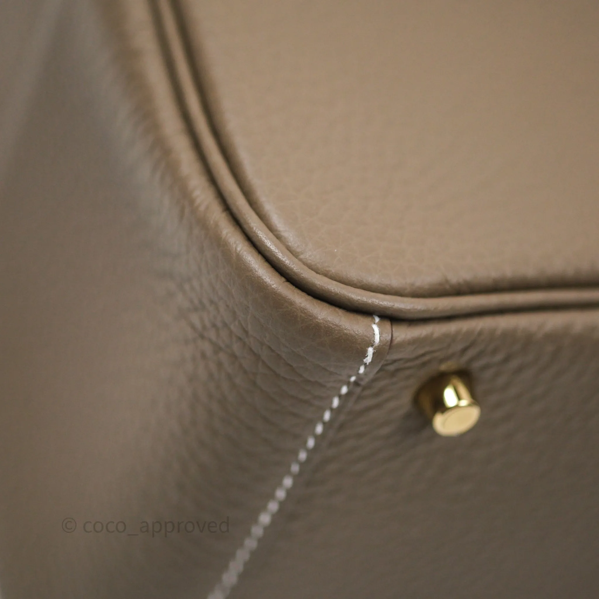 Herms Mini Lindy 20 Etoupe 18 Clemence Gold Hardware