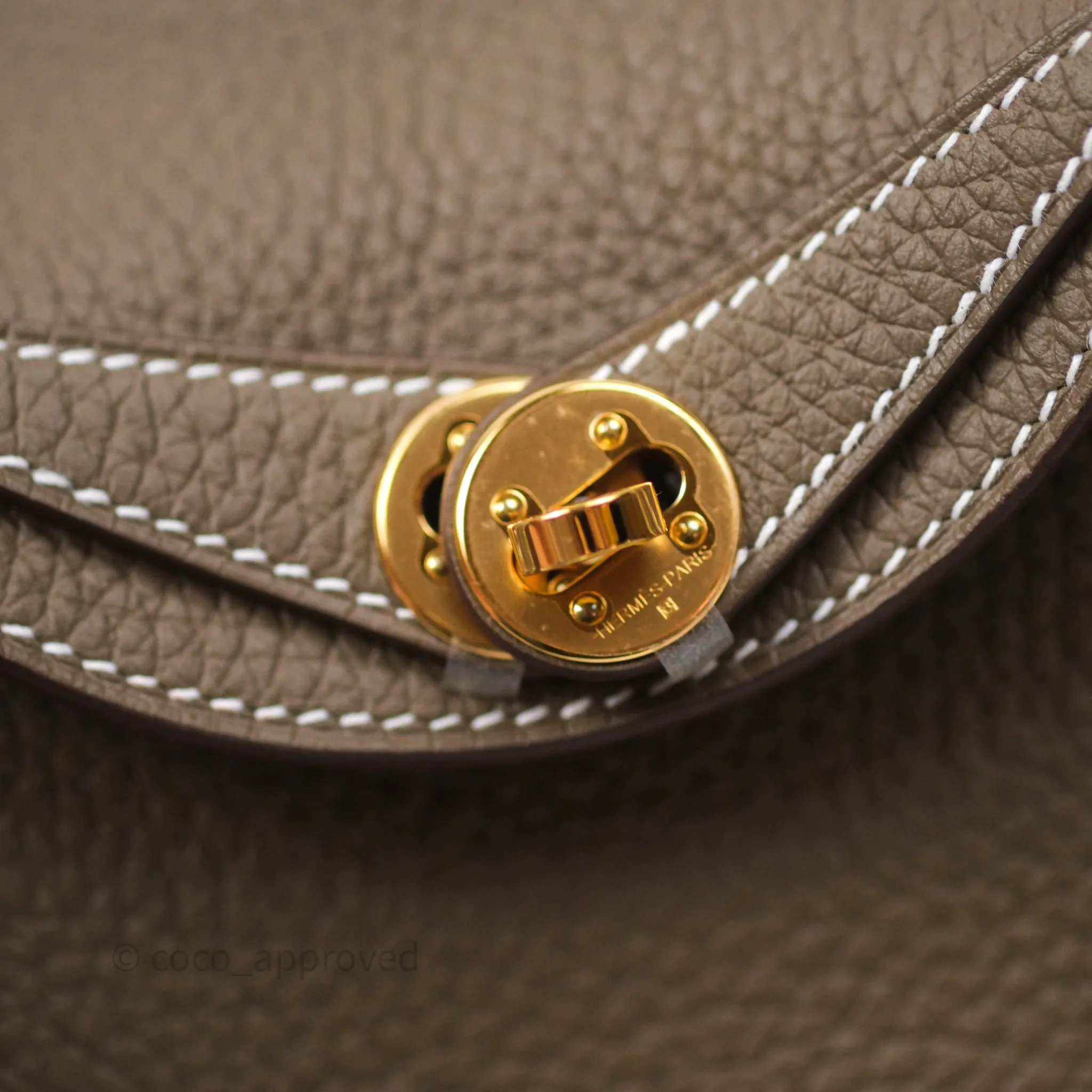 Herms Mini Lindy 20 Etoupe 18 Clemence Gold Hardware