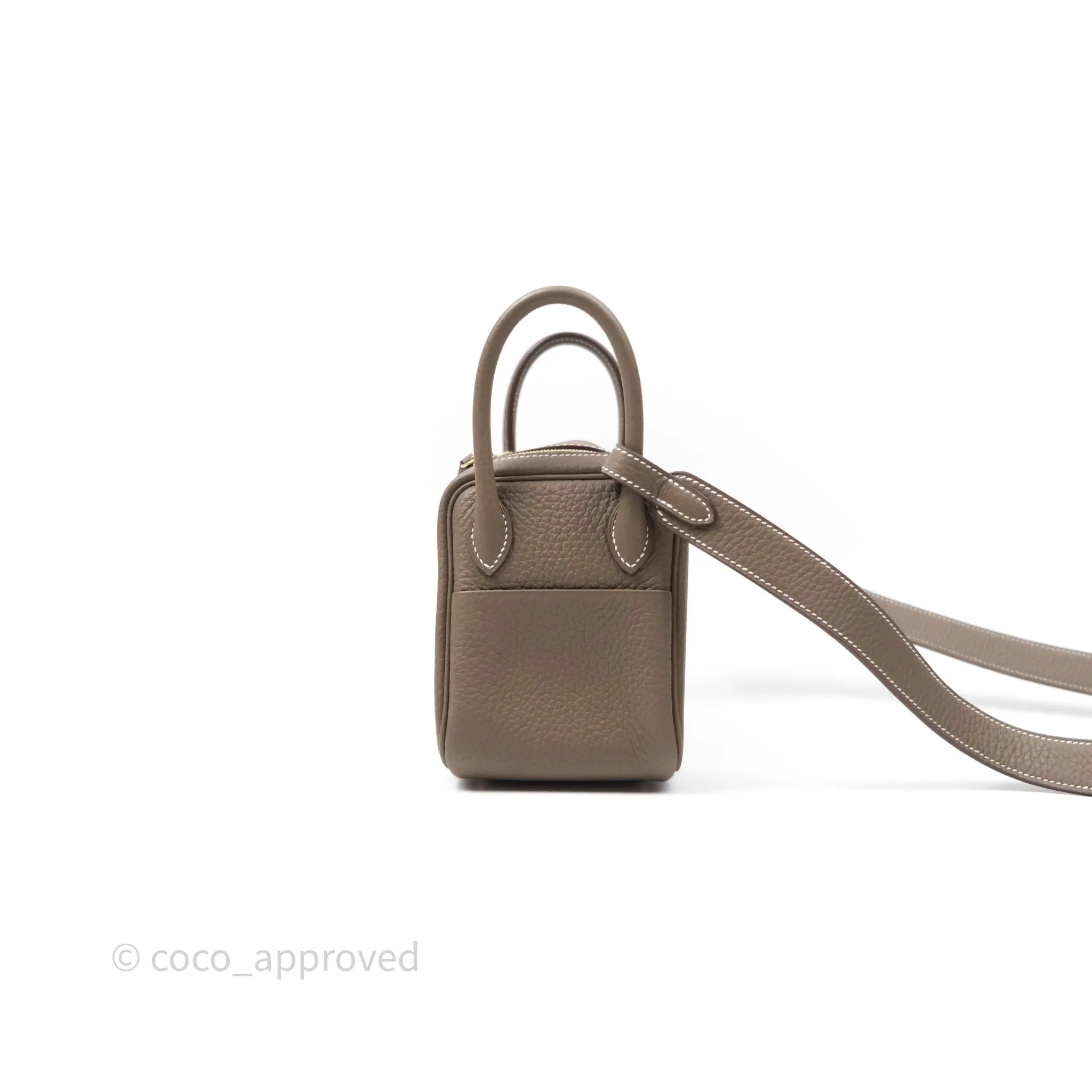 Herms Mini Lindy 20 Etoupe 18 Clemence Gold Hardware