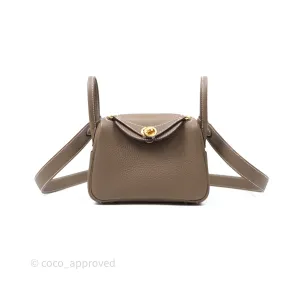 Herms Mini Lindy 20 Etoupe 18 Clemence Gold Hardware