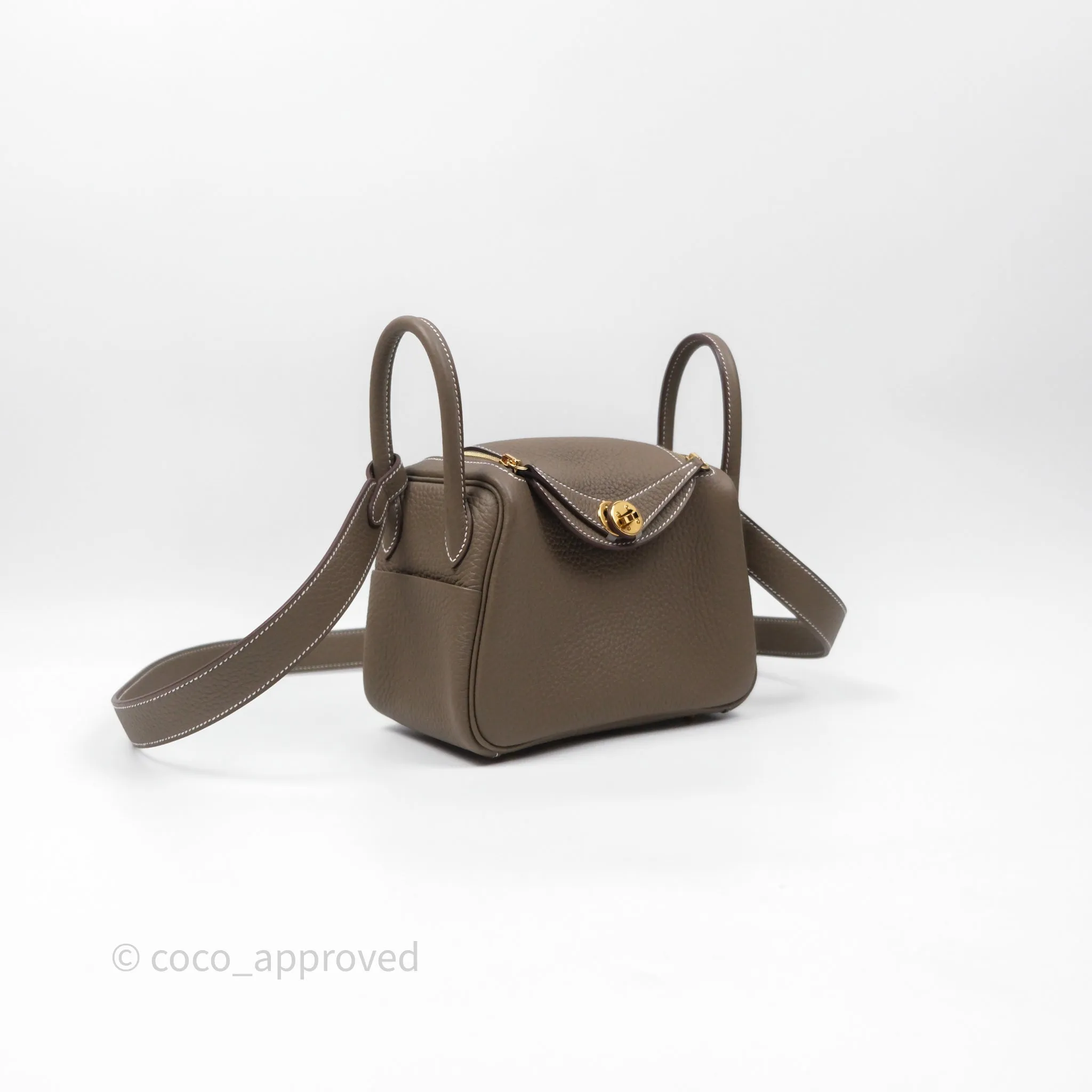 Herms Mini Lindy 20 Etoupe 18 Clemence Gold Hardware