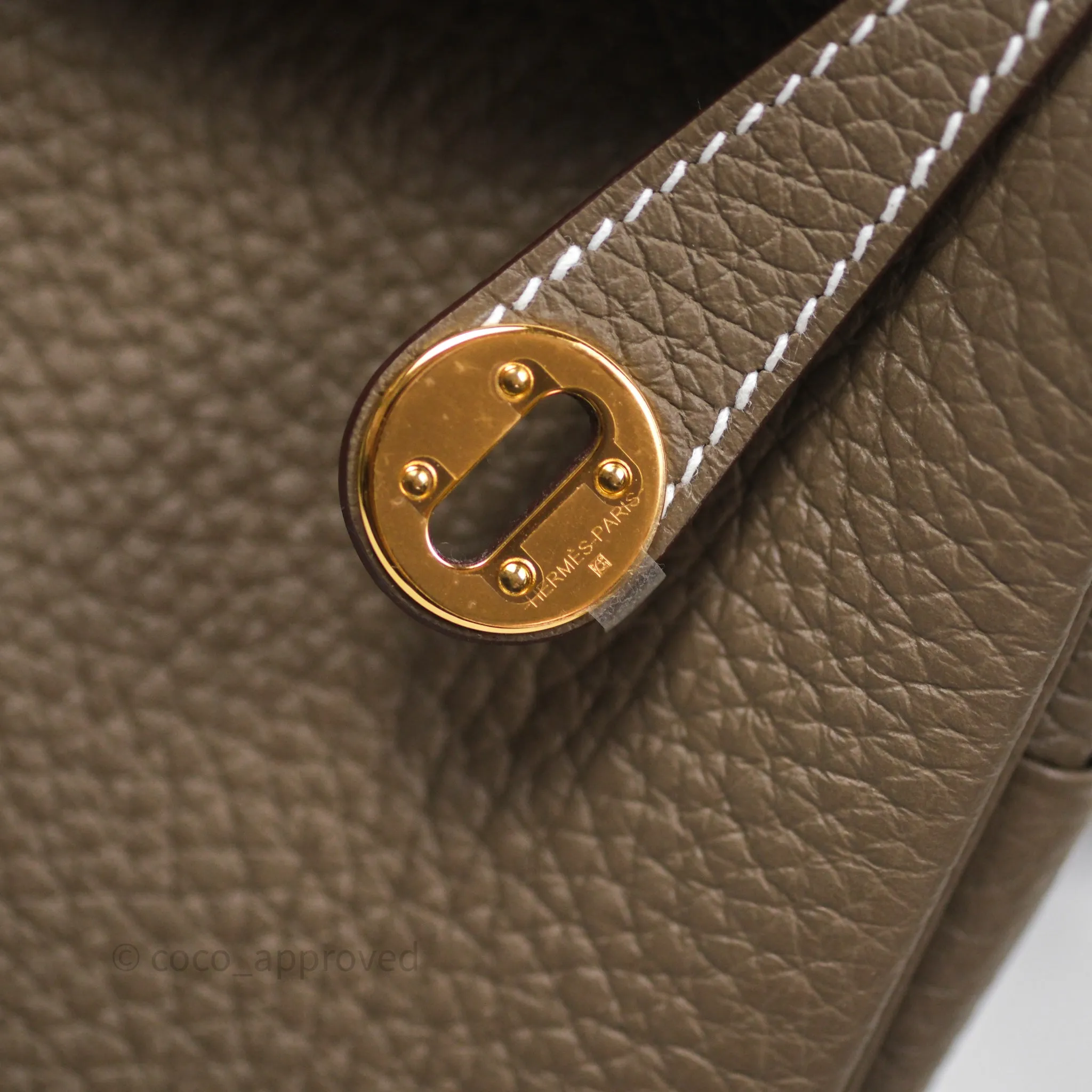 Herms Mini Lindy 20 Etoupe 18 Clemence Gold Hardware