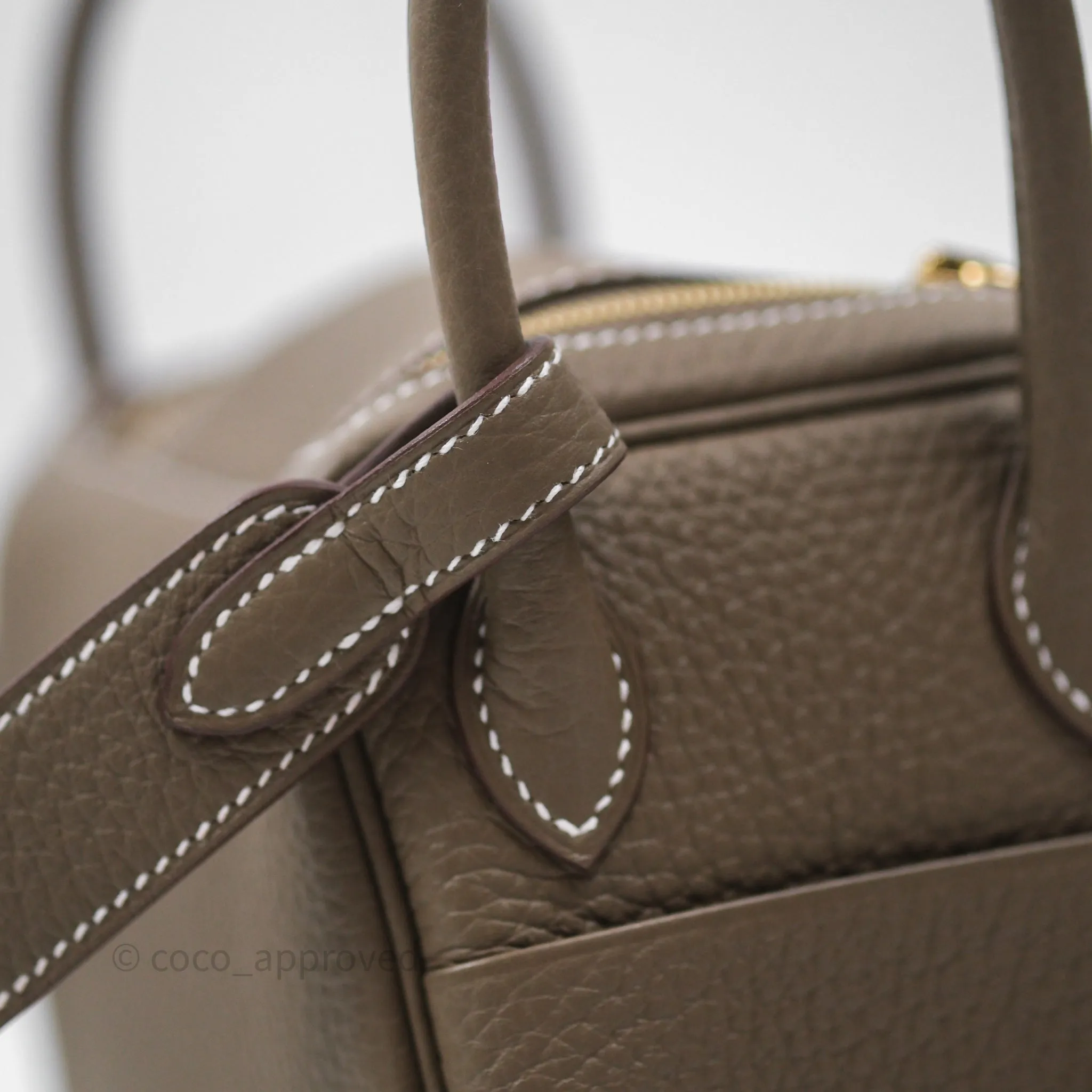 Herms Mini Lindy 20 Etoupe 18 Clemence Gold Hardware