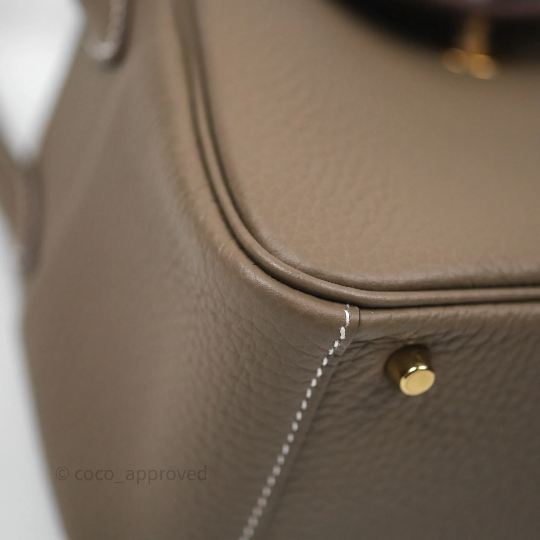Herms Mini Lindy 20 Etoupe 18 Clemence Gold Hardware