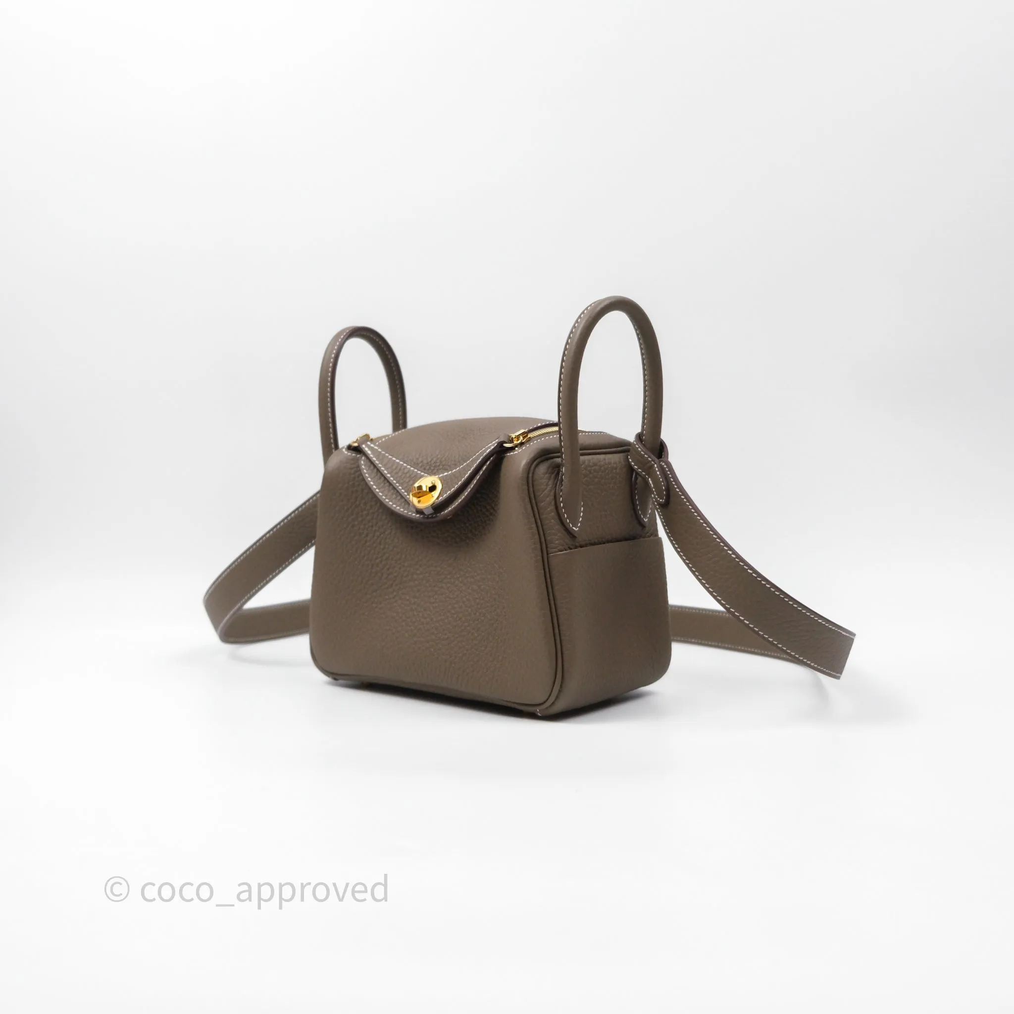 Herms Mini Lindy 20 Etoupe 18 Clemence Gold Hardware