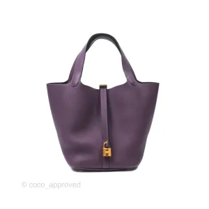 Herms Picotin 22 Lock Cassis Taurillon Maurice Gold Hardware