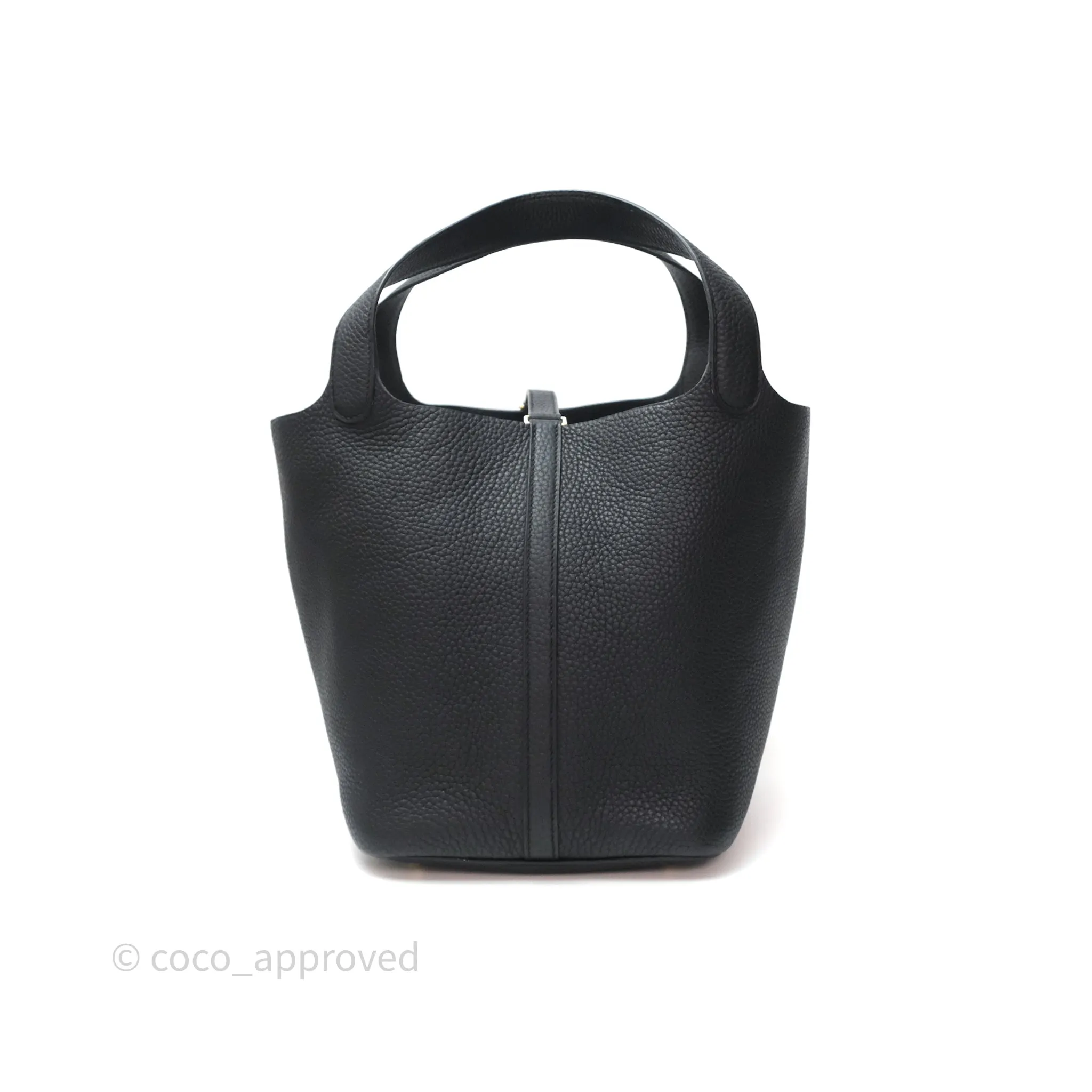 Herms Picotin 22 Noir 89 Clemence Gold Hardware