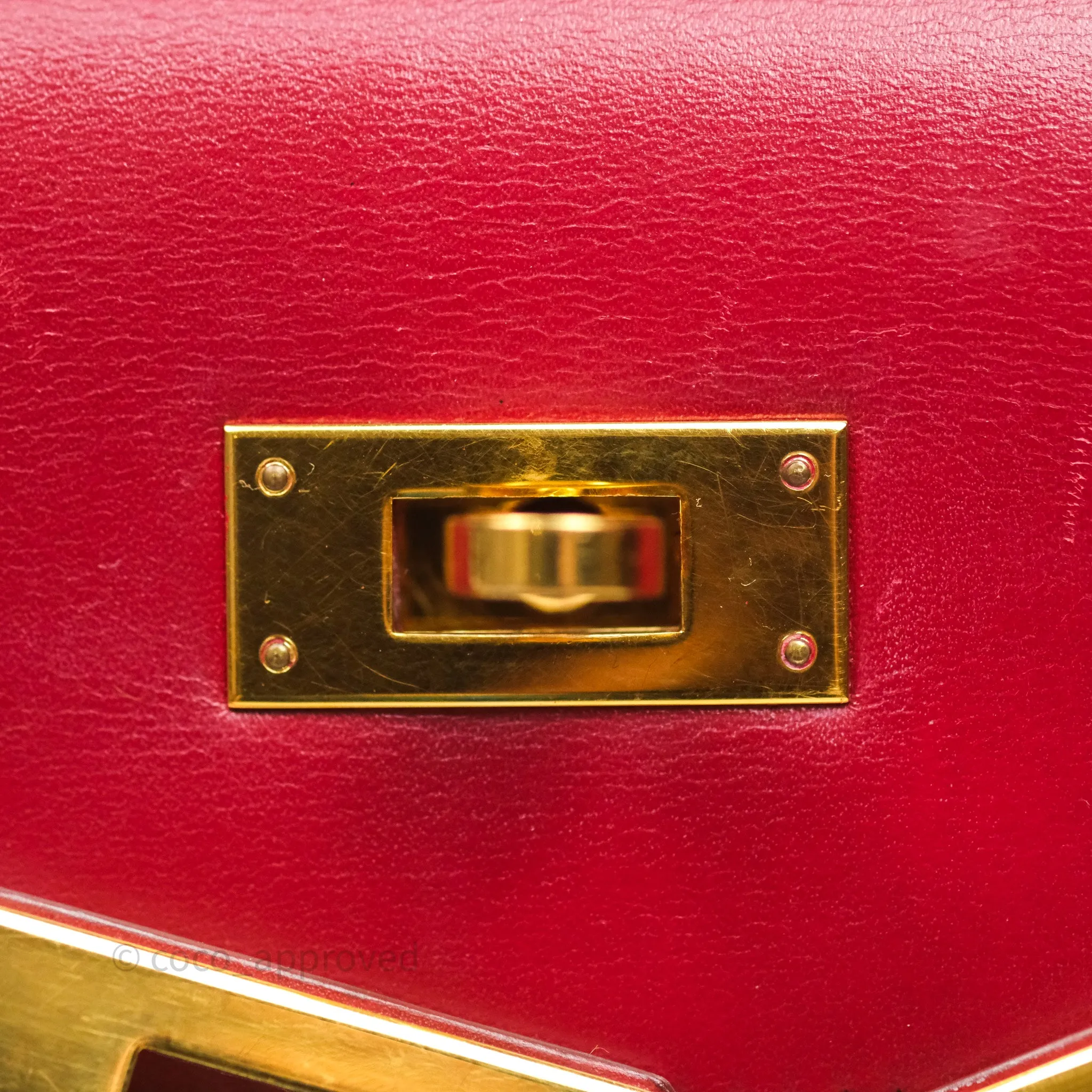 Herms Vintage Kelly 32 Sellier Rouge Hermes 55 Box Leather Gold Hardware