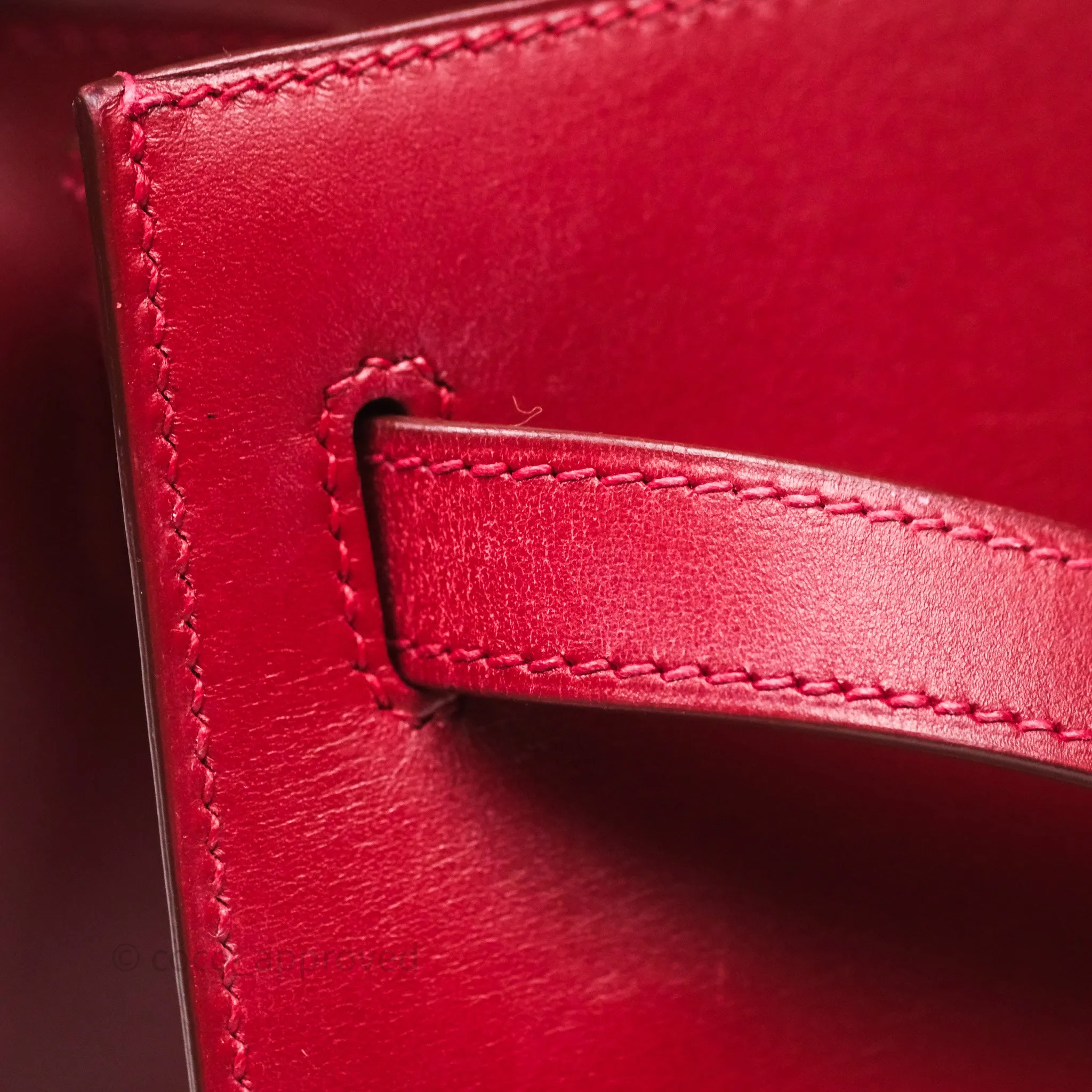 Herms Vintage Kelly 32 Sellier Rouge Hermes 55 Box Leather Gold Hardware