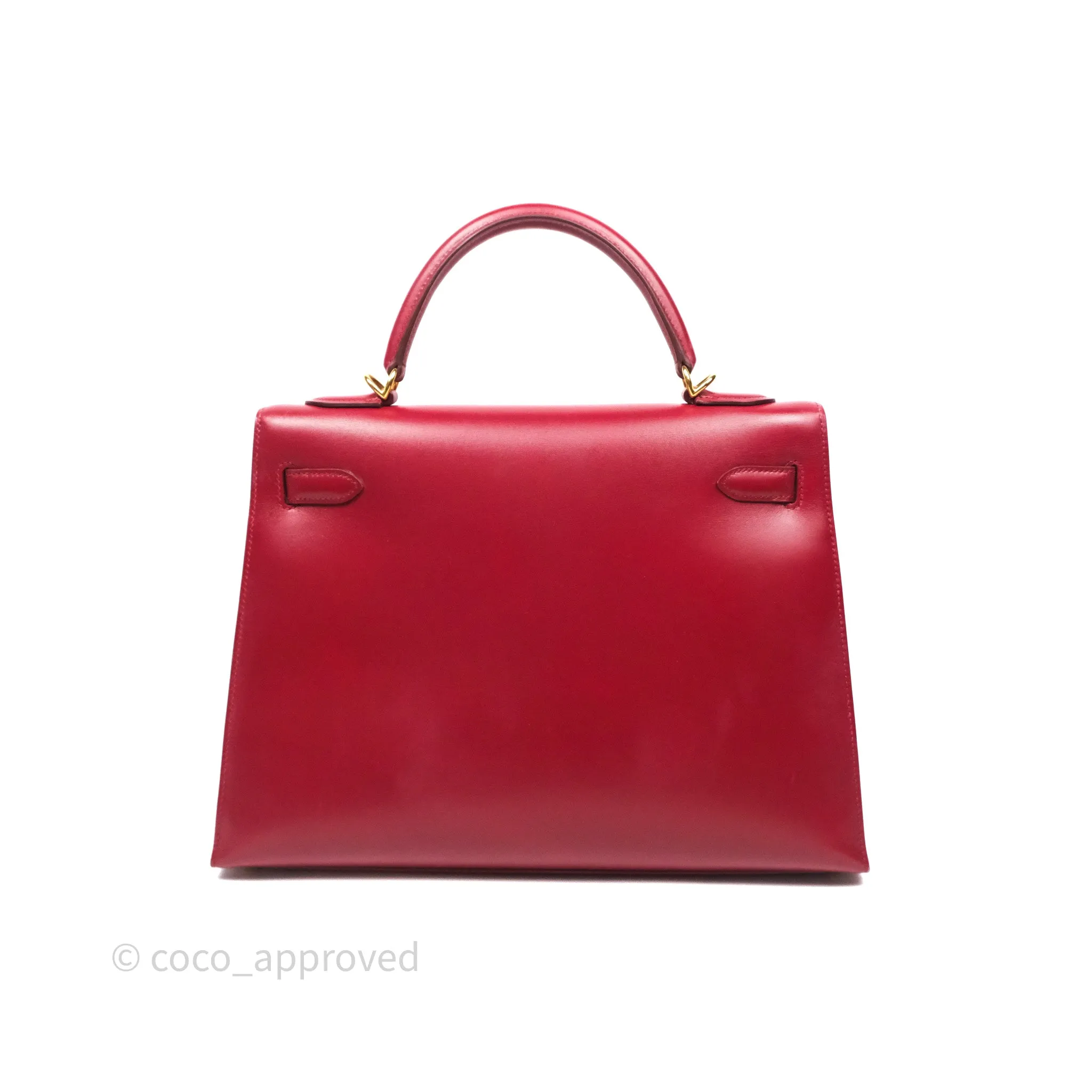 Herms Vintage Kelly 32 Sellier Rouge Hermes 55 Box Leather Gold Hardware