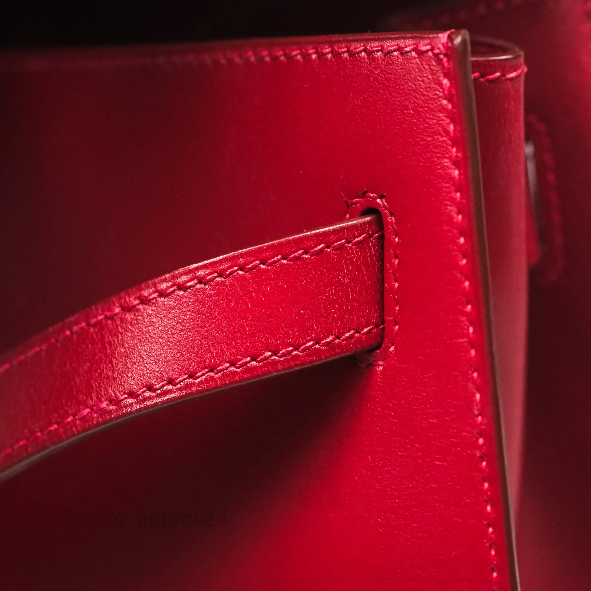 Herms Vintage Kelly 32 Sellier Rouge Hermes 55 Box Leather Gold Hardware