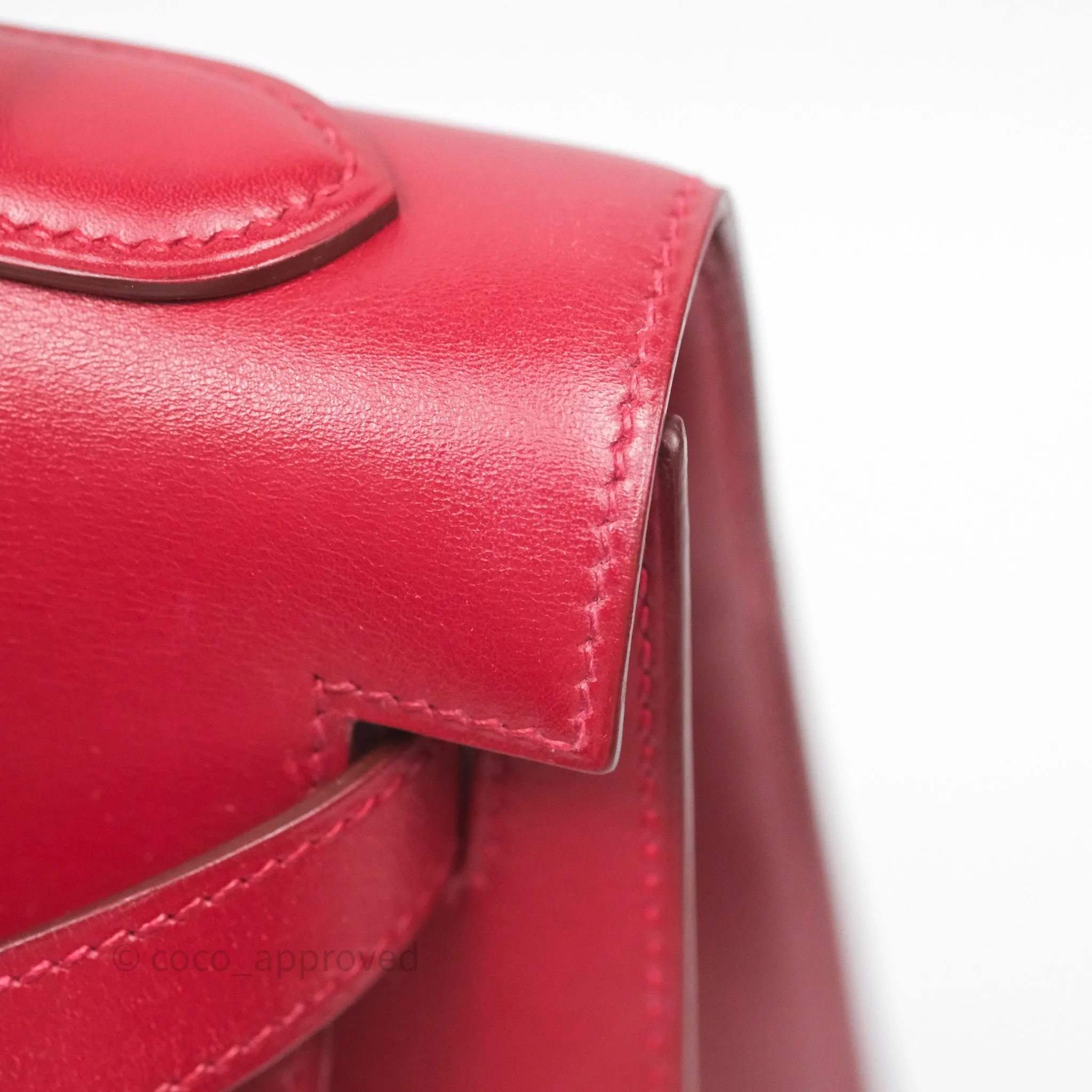 Herms Vintage Kelly 32 Sellier Rouge Hermes 55 Box Leather Gold Hardware