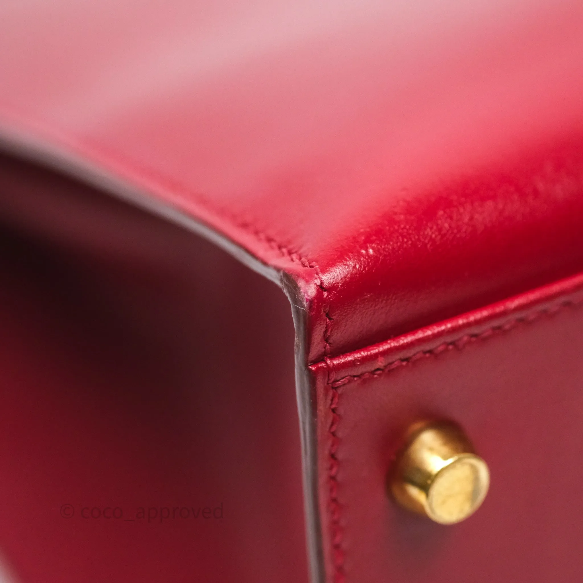 Herms Vintage Kelly 32 Sellier Rouge Hermes 55 Box Leather Gold Hardware