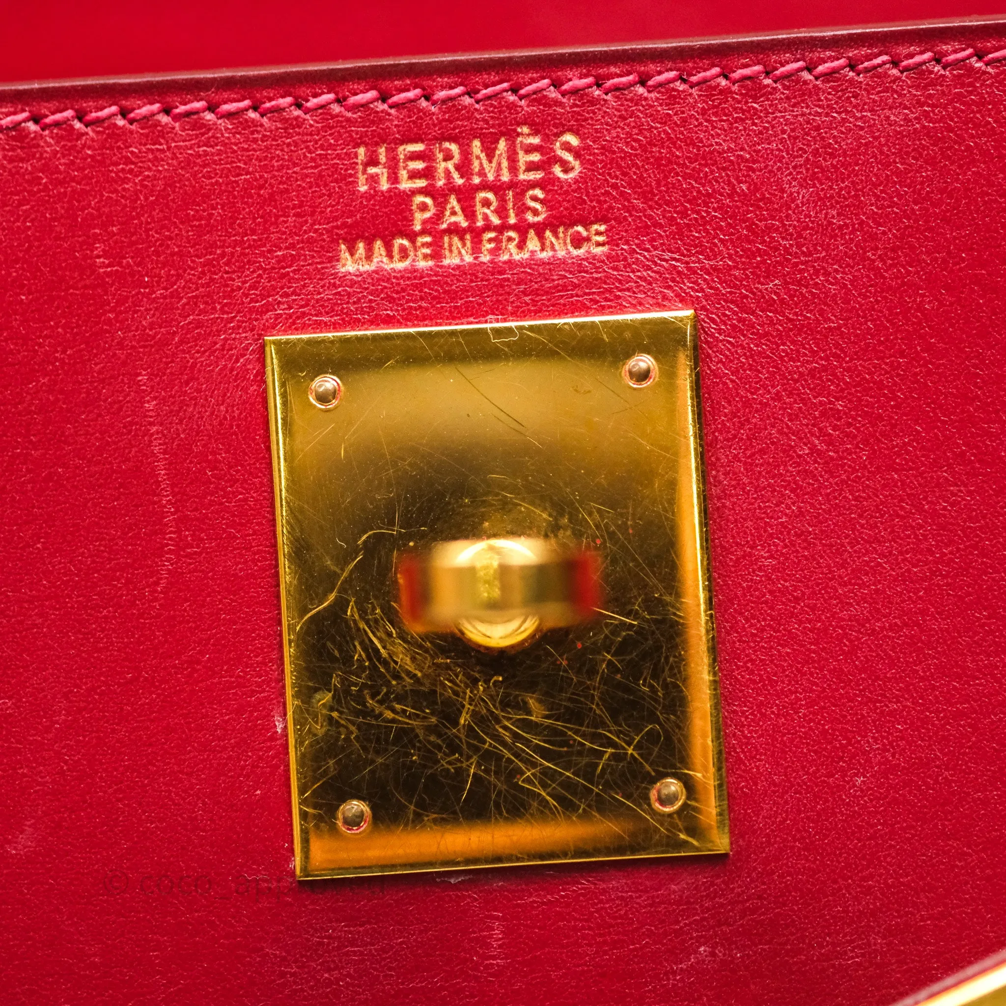 Herms Vintage Kelly 32 Sellier Rouge Hermes 55 Box Leather Gold Hardware