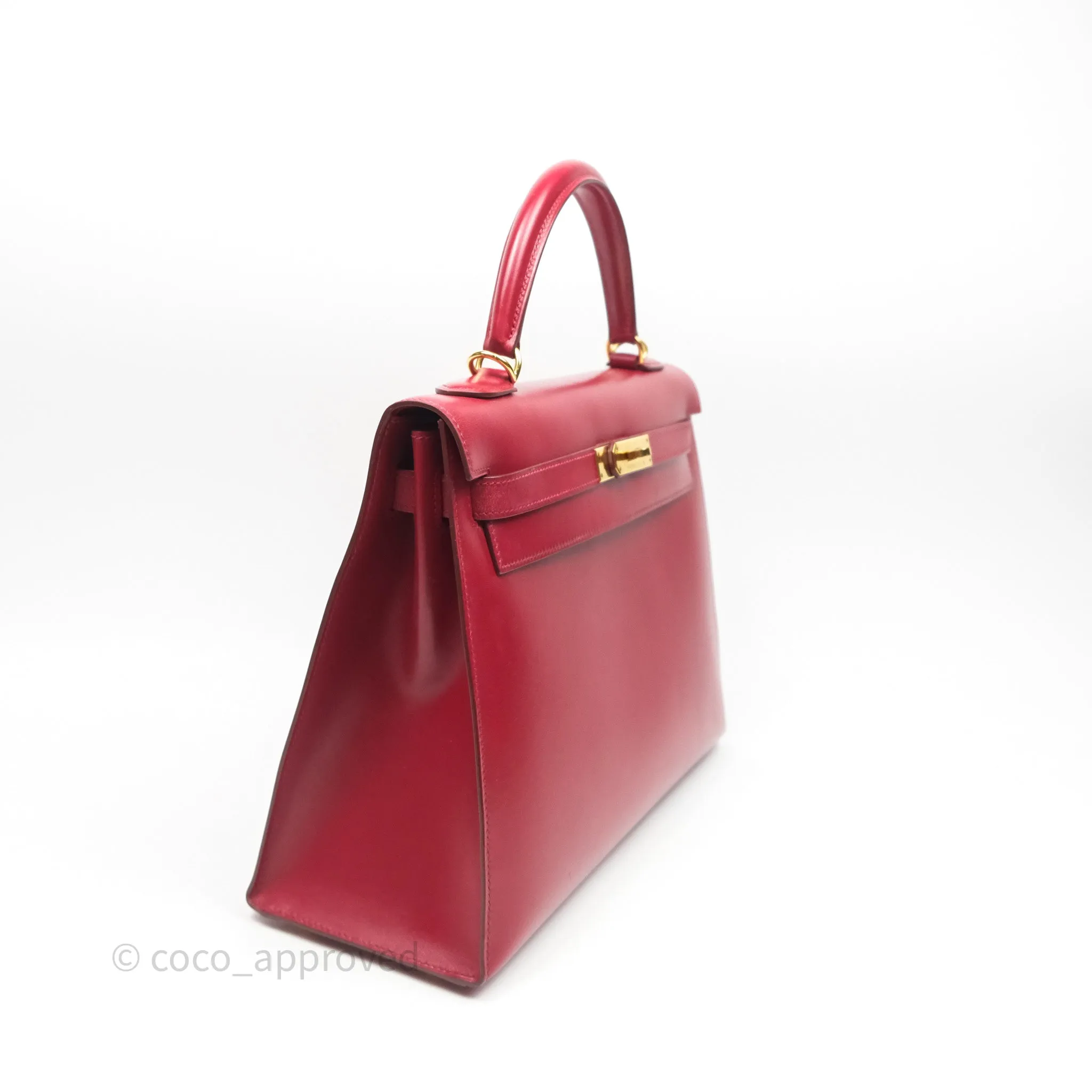 Herms Vintage Kelly 32 Sellier Rouge Hermes 55 Box Leather Gold Hardware