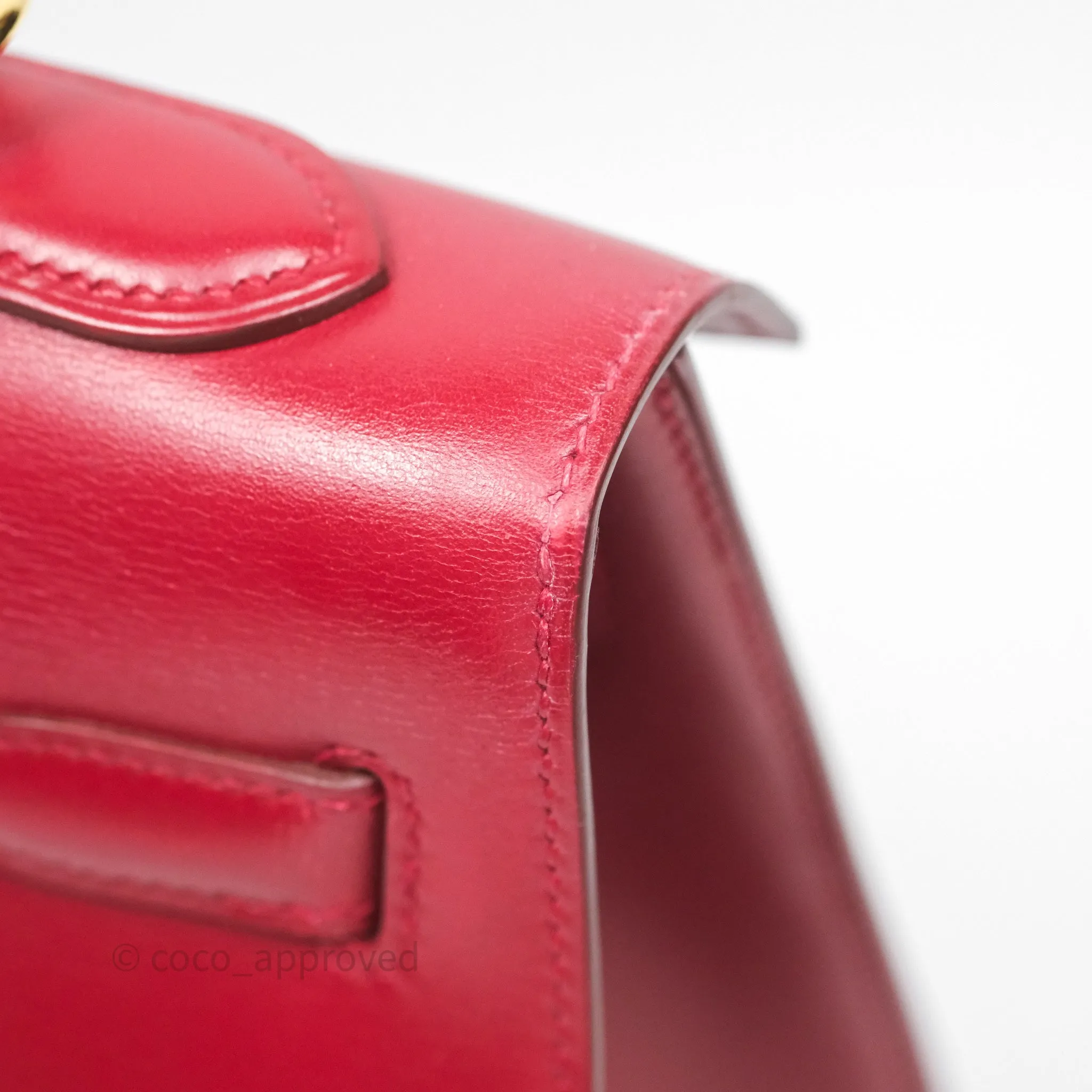 Herms Vintage Kelly 32 Sellier Rouge Hermes 55 Box Leather Gold Hardware