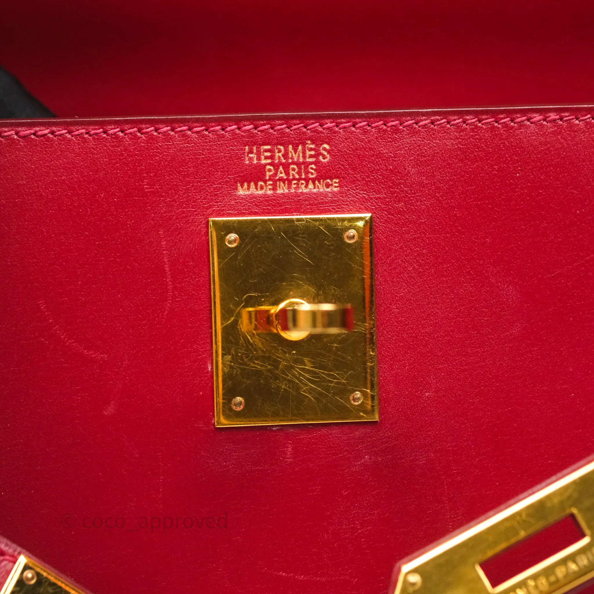 Herms Vintage Kelly 32 Sellier Rouge Hermes 55 Box Leather Gold Hardware