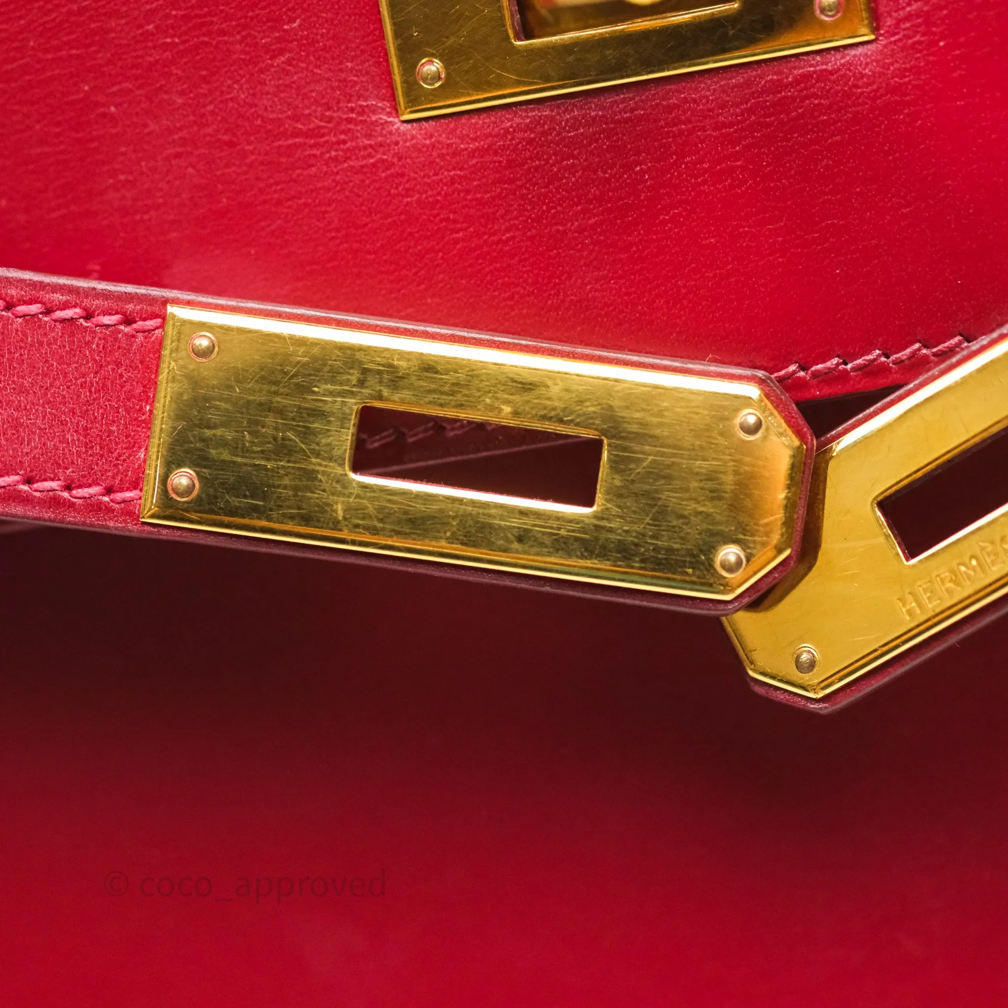 Herms Vintage Kelly 32 Sellier Rouge Hermes 55 Box Leather Gold Hardware
