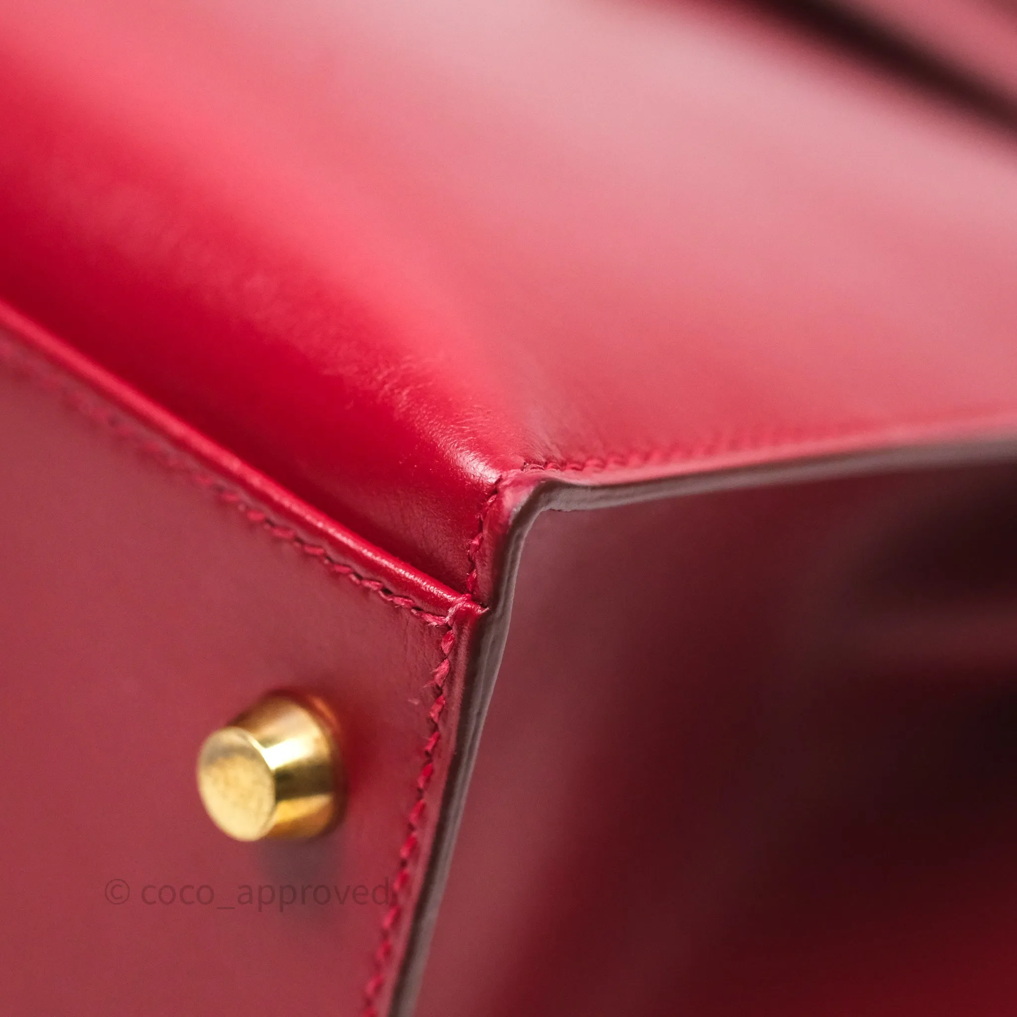 Herms Vintage Kelly 32 Sellier Rouge Hermes 55 Box Leather Gold Hardware