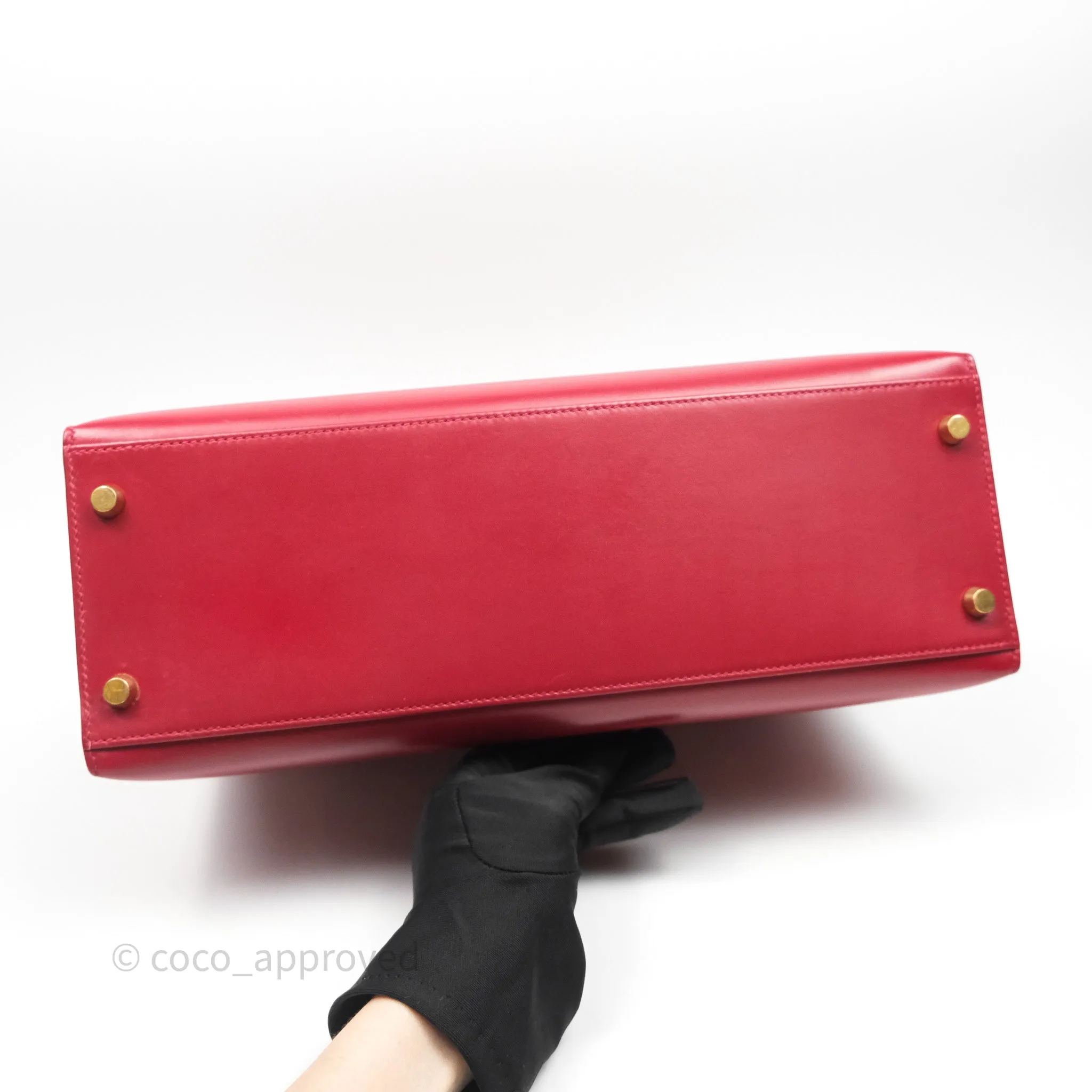 Herms Vintage Kelly 32 Sellier Rouge Hermes 55 Box Leather Gold Hardware