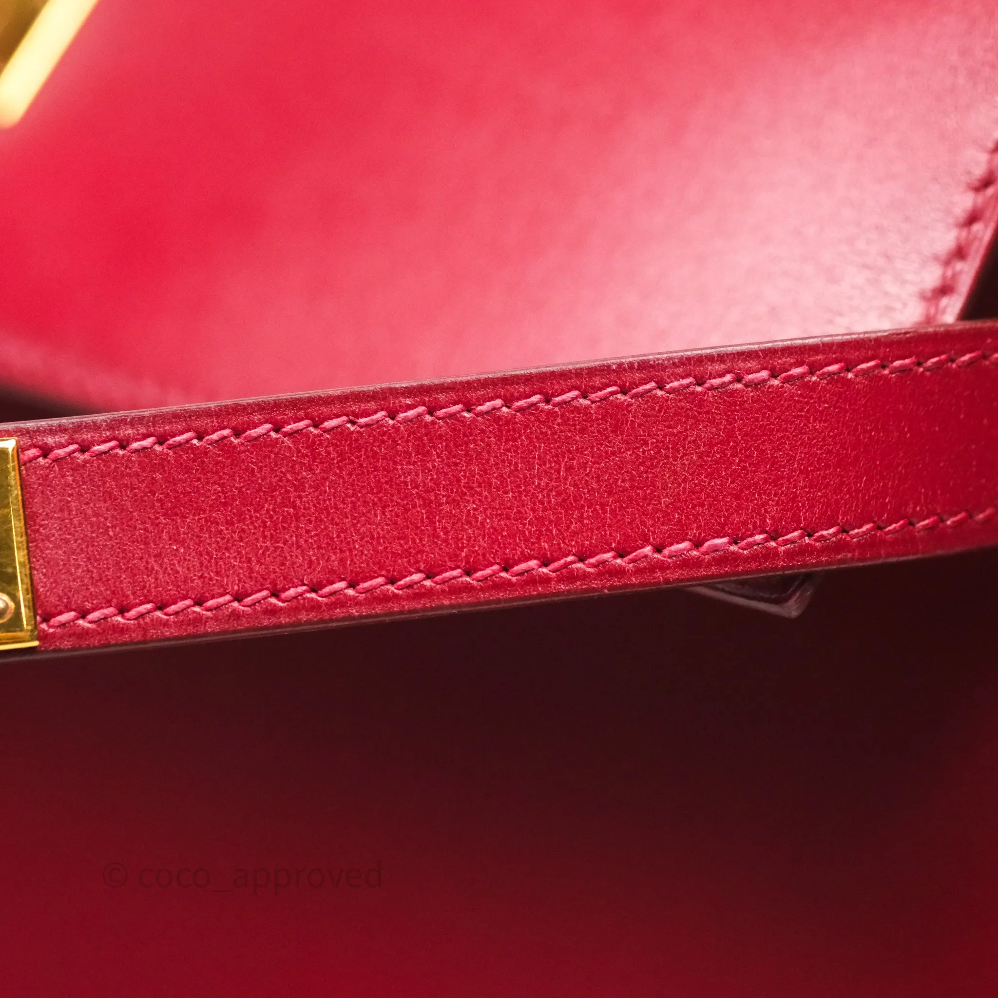 Herms Vintage Kelly 32 Sellier Rouge Hermes 55 Box Leather Gold Hardware