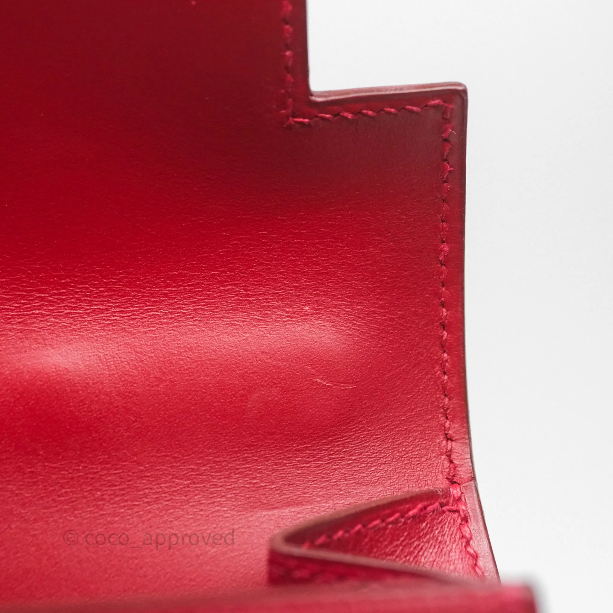 Herms Vintage Kelly 32 Sellier Rouge Hermes 55 Box Leather Gold Hardware