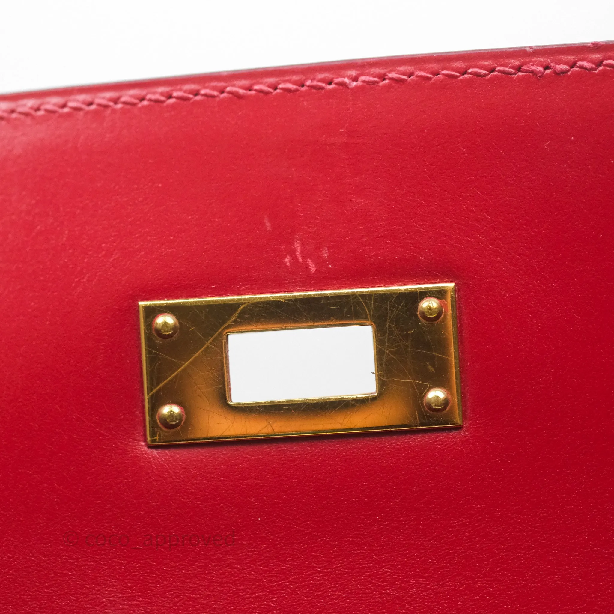 Herms Vintage Kelly 32 Sellier Rouge Hermes 55 Box Leather Gold Hardware