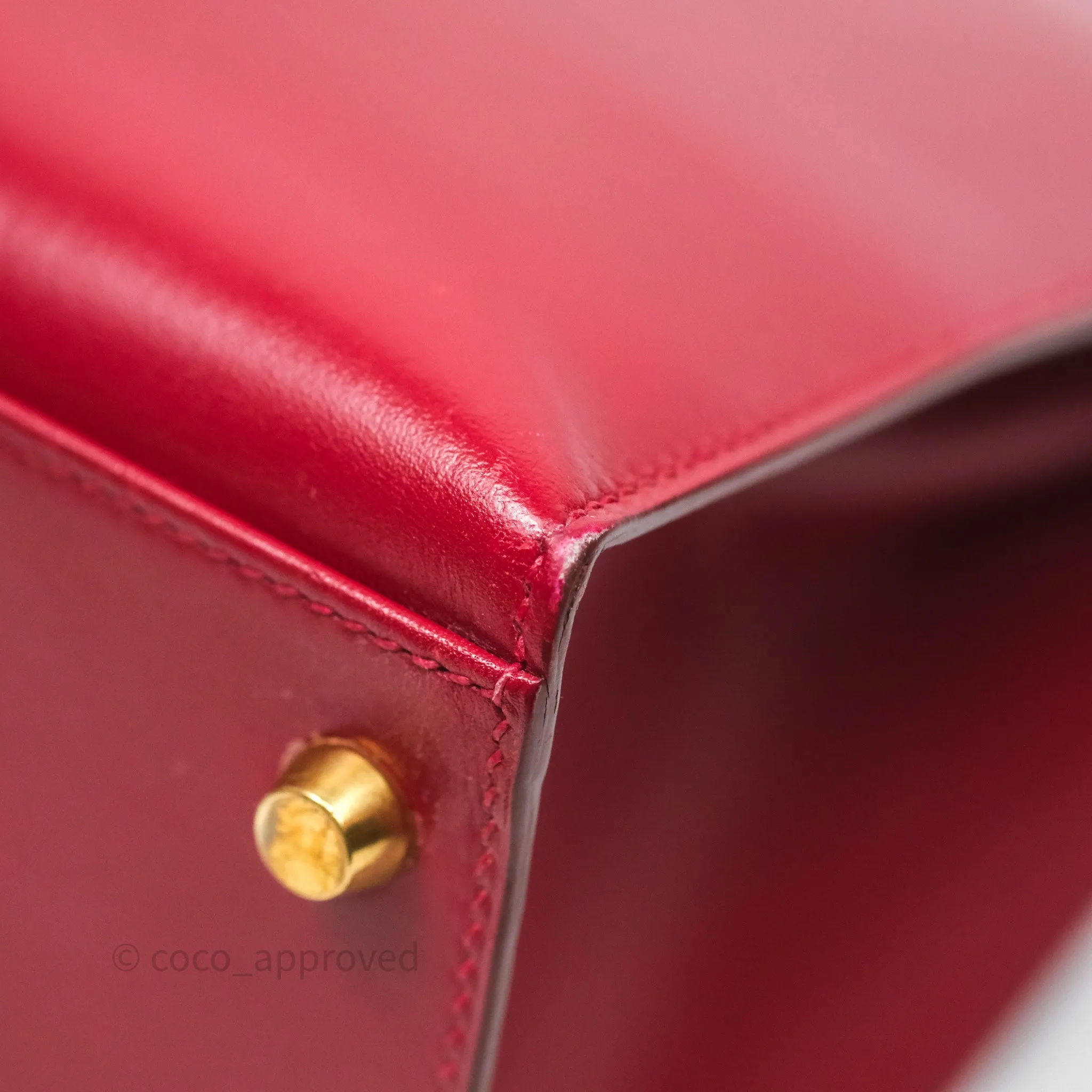 Herms Vintage Kelly 32 Sellier Rouge Hermes 55 Box Leather Gold Hardware