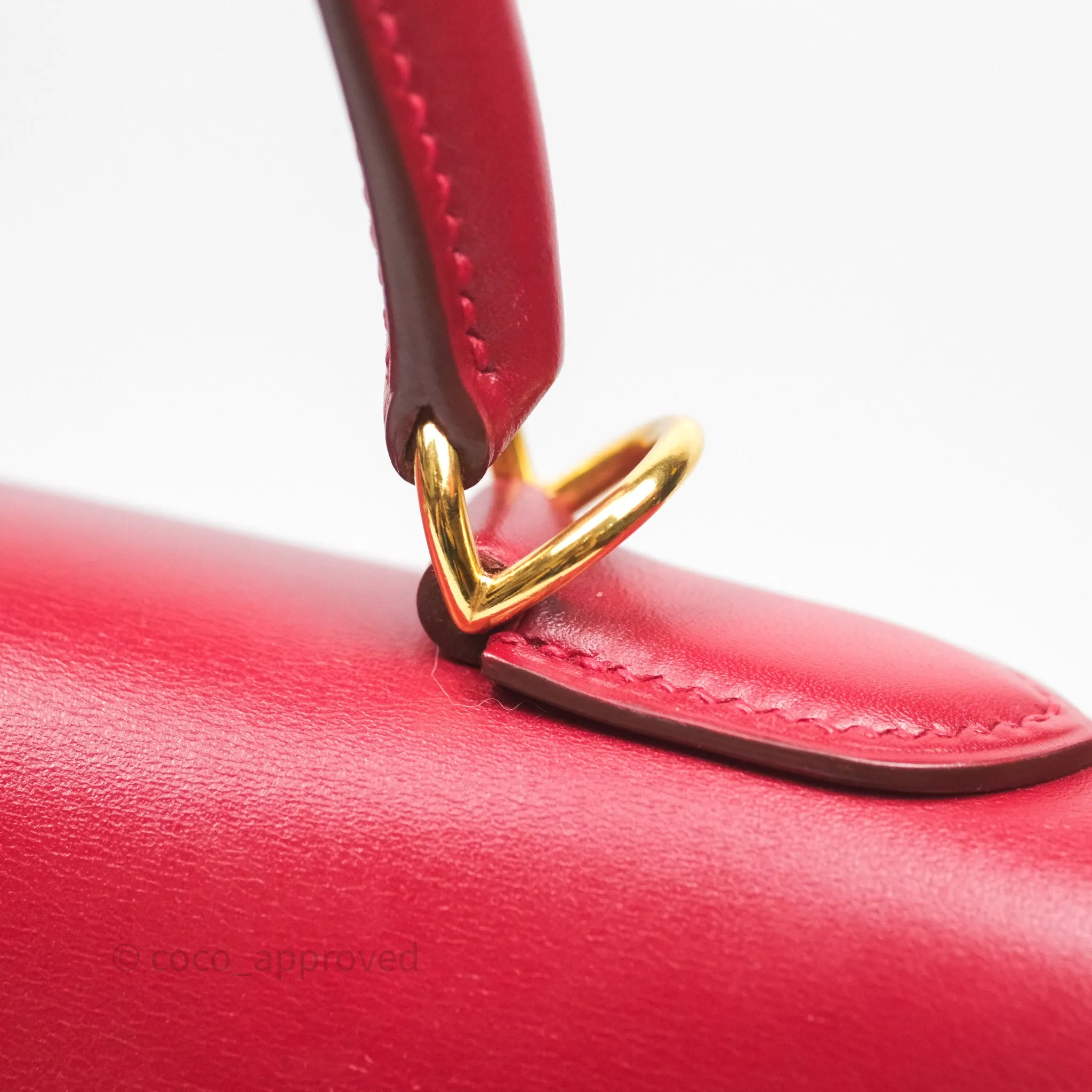 Herms Vintage Kelly 32 Sellier Rouge Hermes 55 Box Leather Gold Hardware