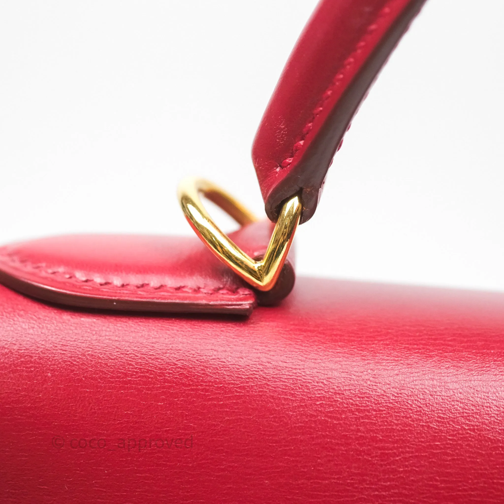 Herms Vintage Kelly 32 Sellier Rouge Hermes 55 Box Leather Gold Hardware