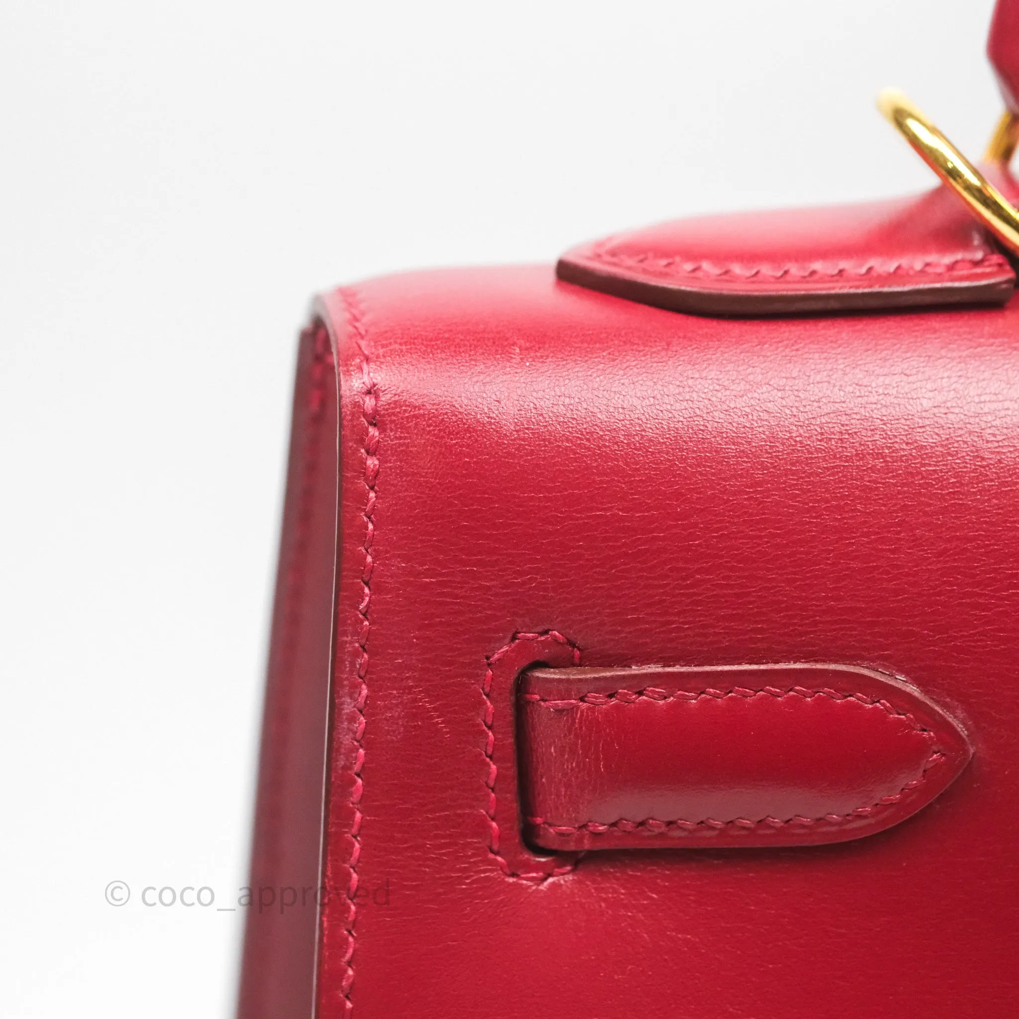 Herms Vintage Kelly 32 Sellier Rouge Hermes 55 Box Leather Gold Hardware