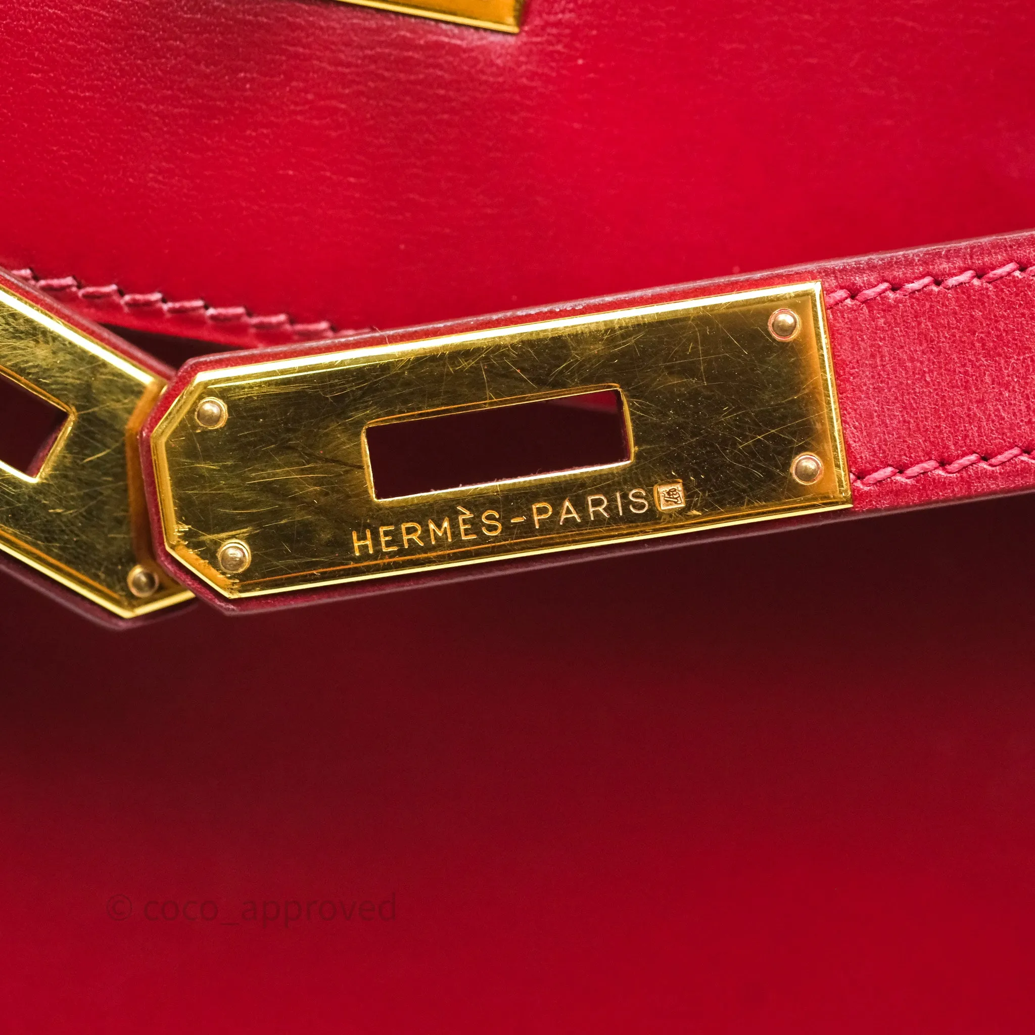 Herms Vintage Kelly 32 Sellier Rouge Hermes 55 Box Leather Gold Hardware