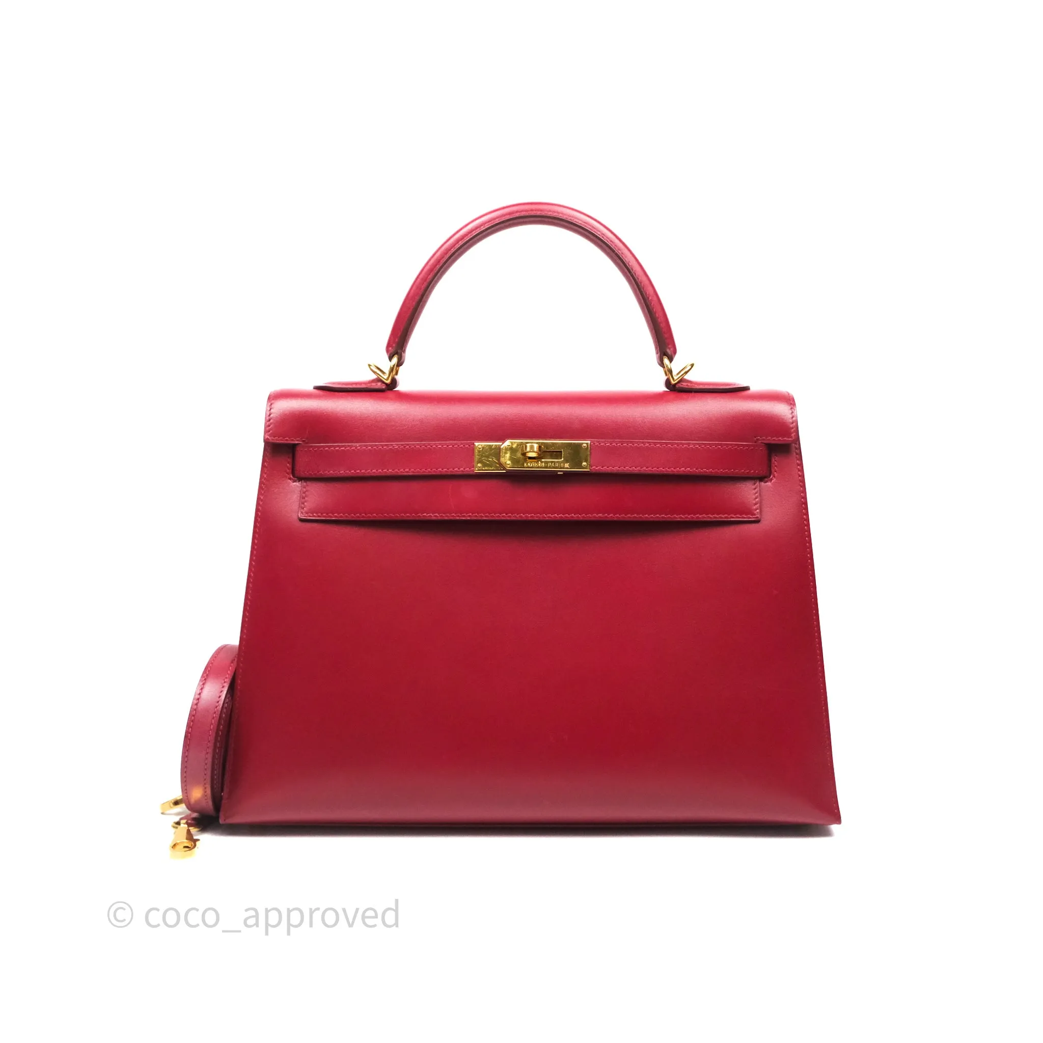 Herms Vintage Kelly 32 Sellier Rouge Hermes 55 Box Leather Gold Hardware