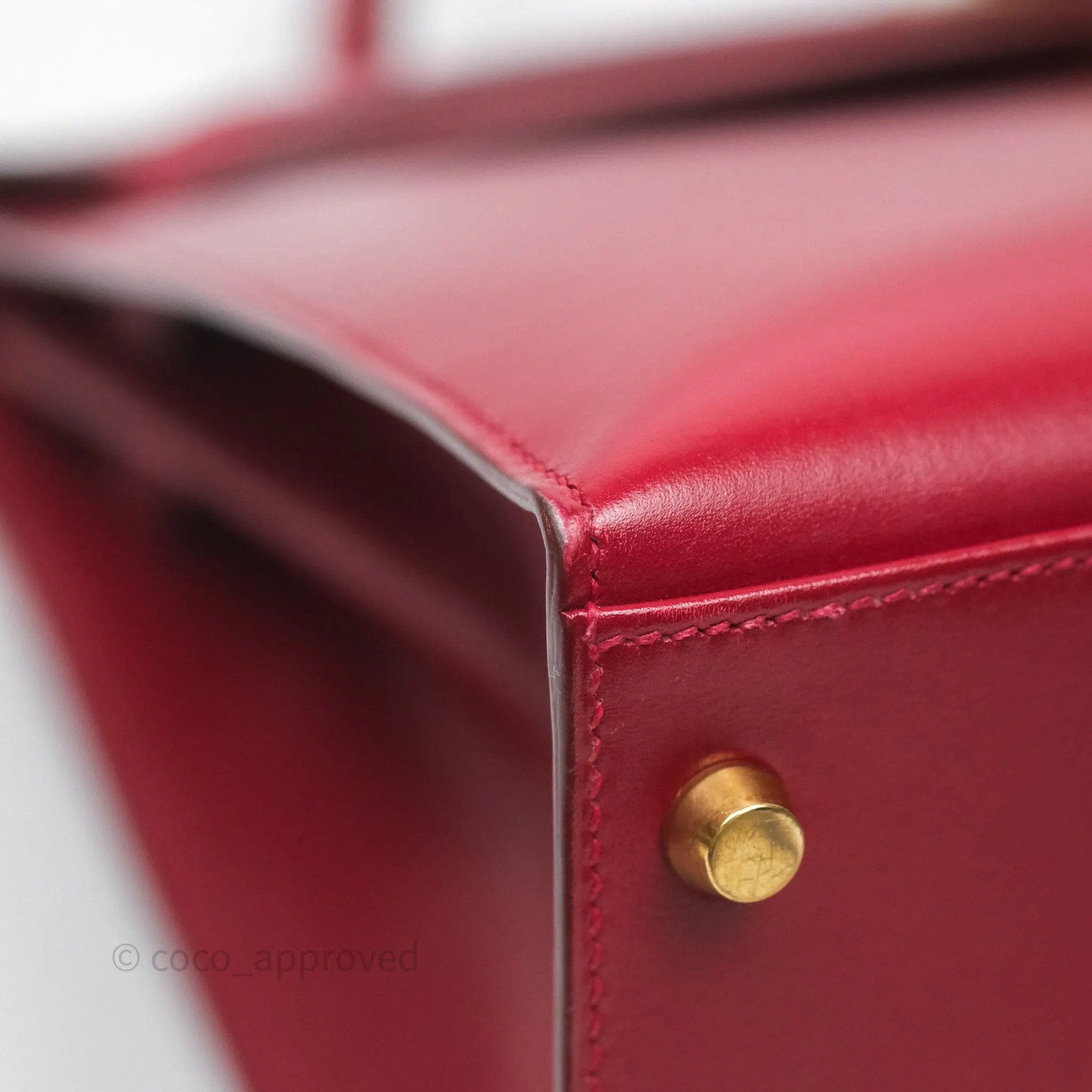 Herms Vintage Kelly 32 Sellier Rouge Hermes 55 Box Leather Gold Hardware