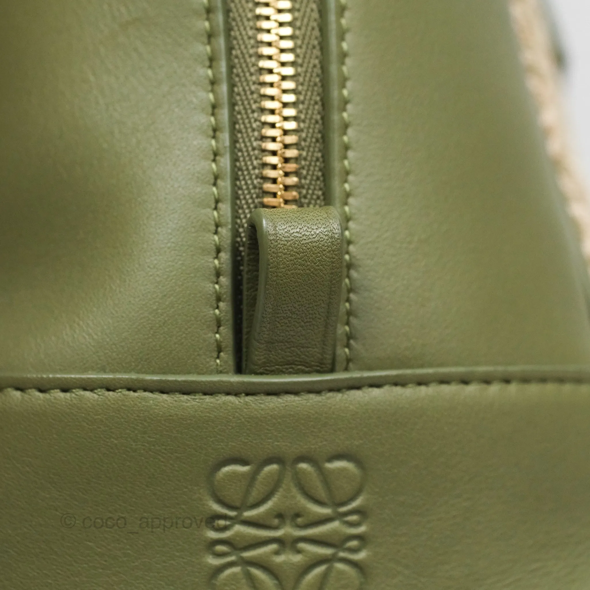 Loewe Amazona 19 Square Green/ Avocado Green in Anagram Jacquard and Calfskin
