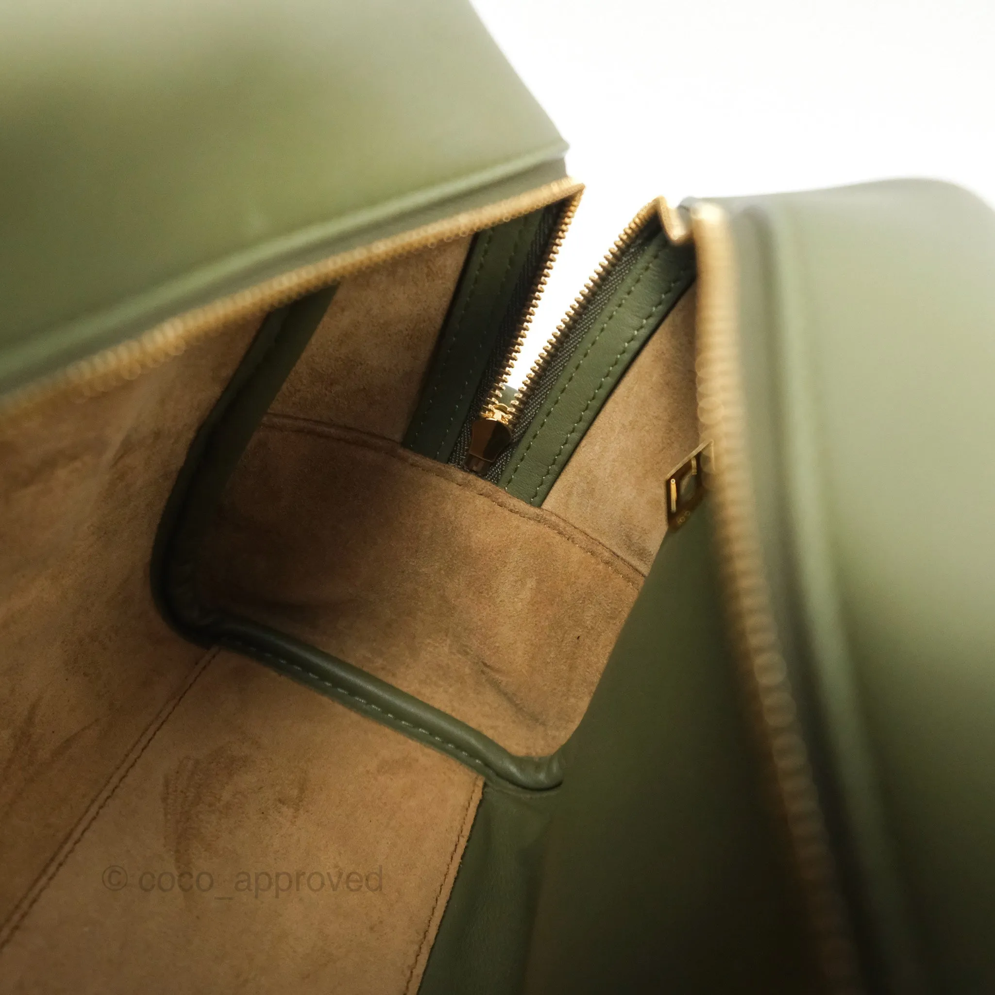 Loewe Amazona 19 Square Green/ Avocado Green in Anagram Jacquard and Calfskin