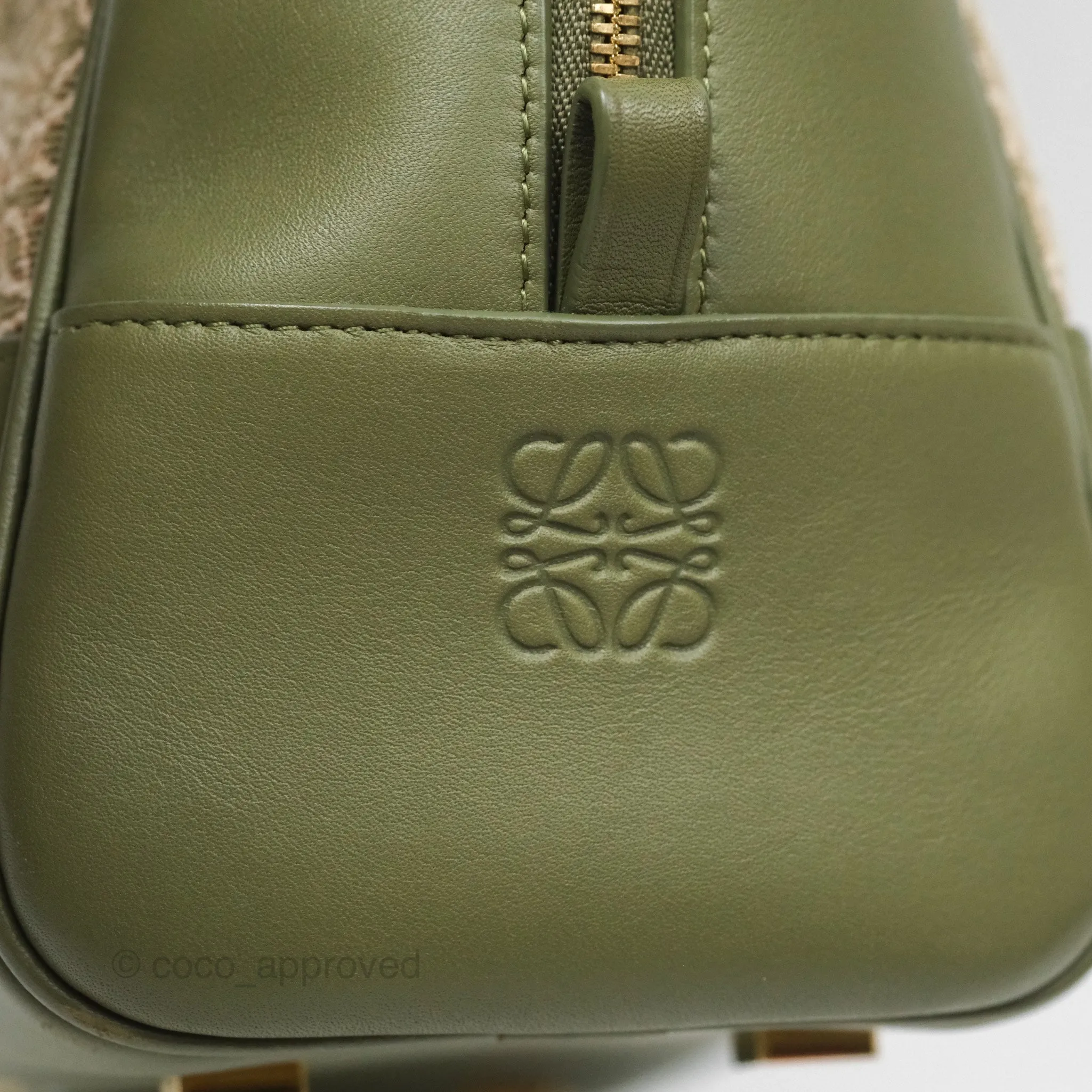 Loewe Amazona 19 Square Green/ Avocado Green in Anagram Jacquard and Calfskin
