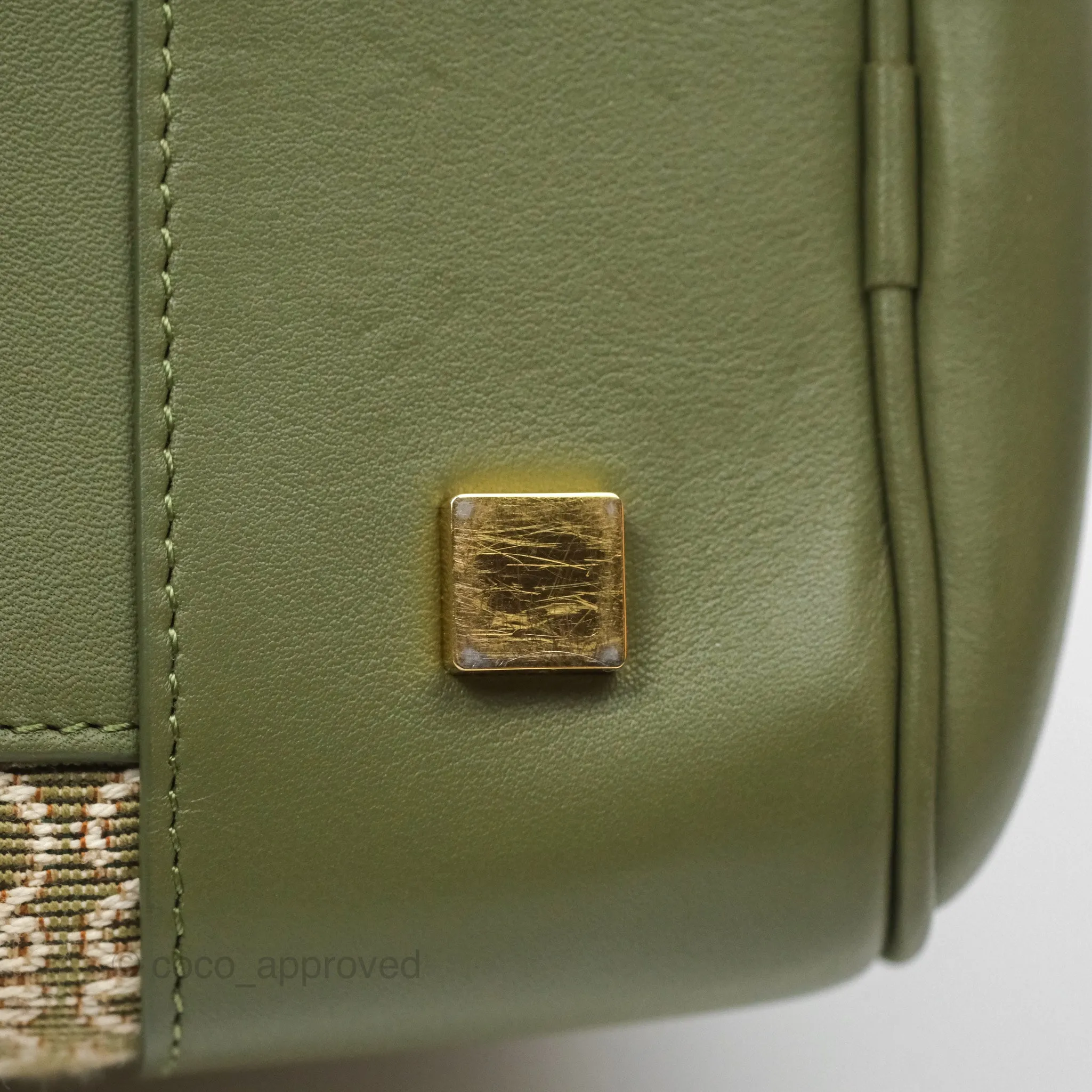 Loewe Amazona 19 Square Green/ Avocado Green in Anagram Jacquard and Calfskin
