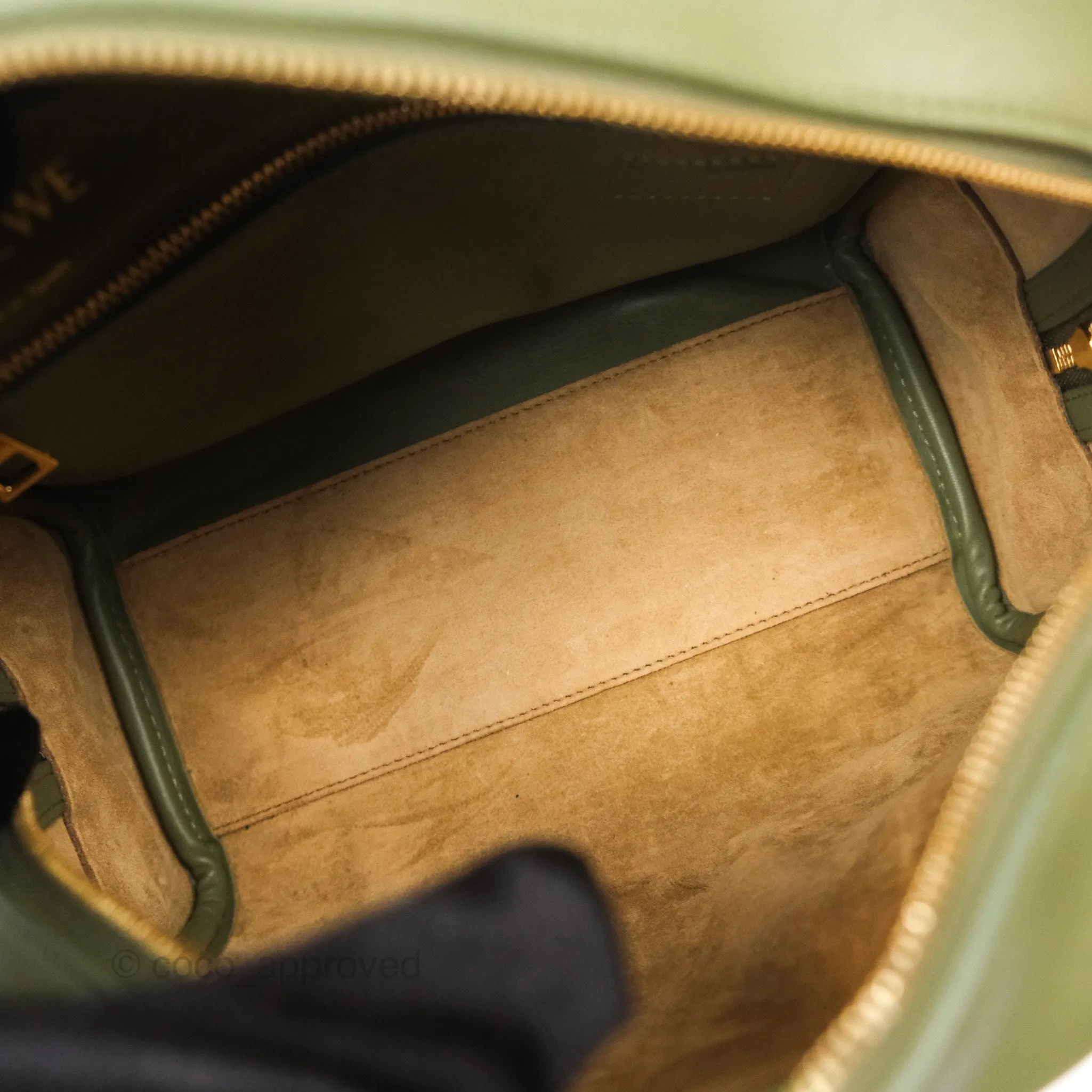 Loewe Amazona 19 Square Green/ Avocado Green in Anagram Jacquard and Calfskin