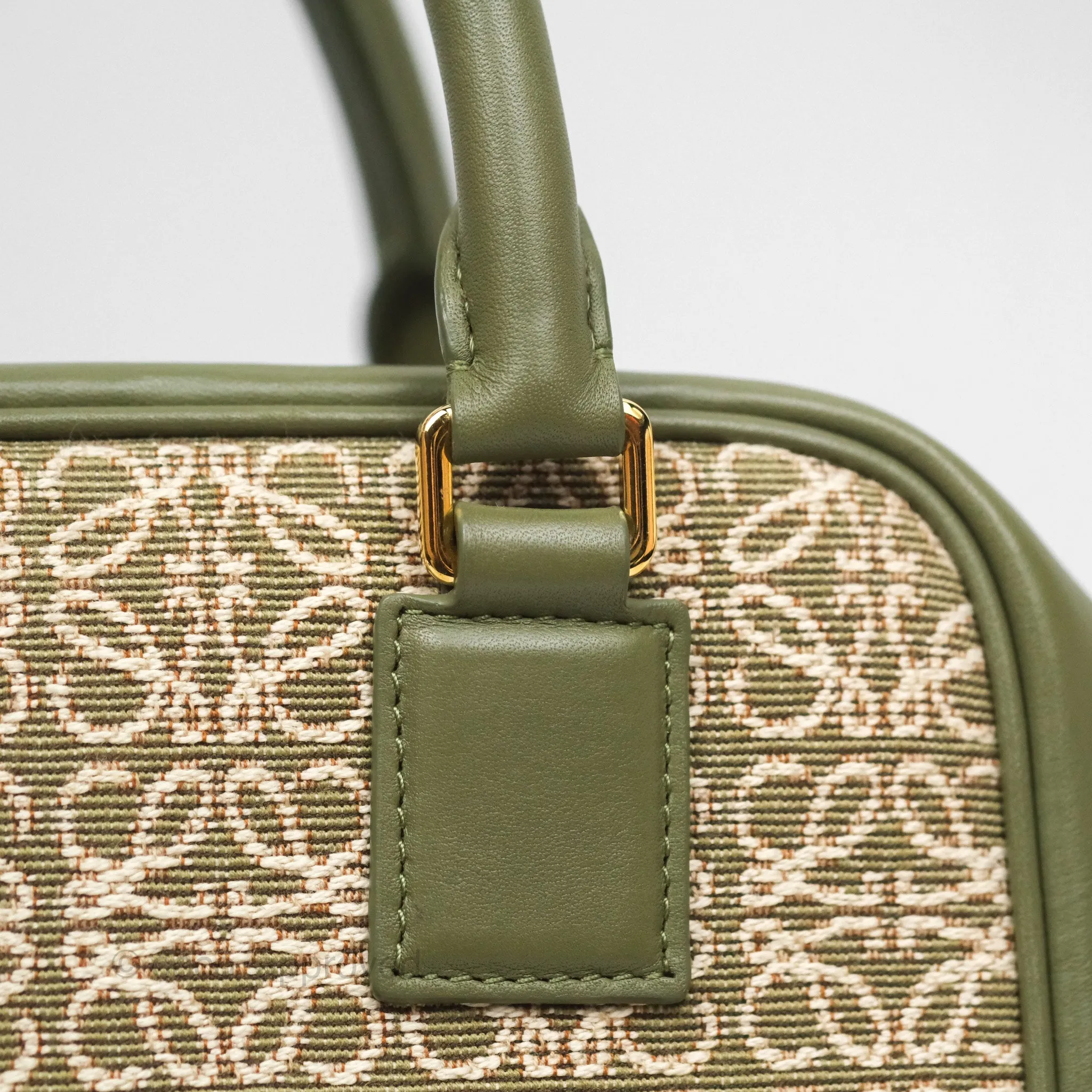 Loewe Amazona 19 Square Green/ Avocado Green in Anagram Jacquard and Calfskin