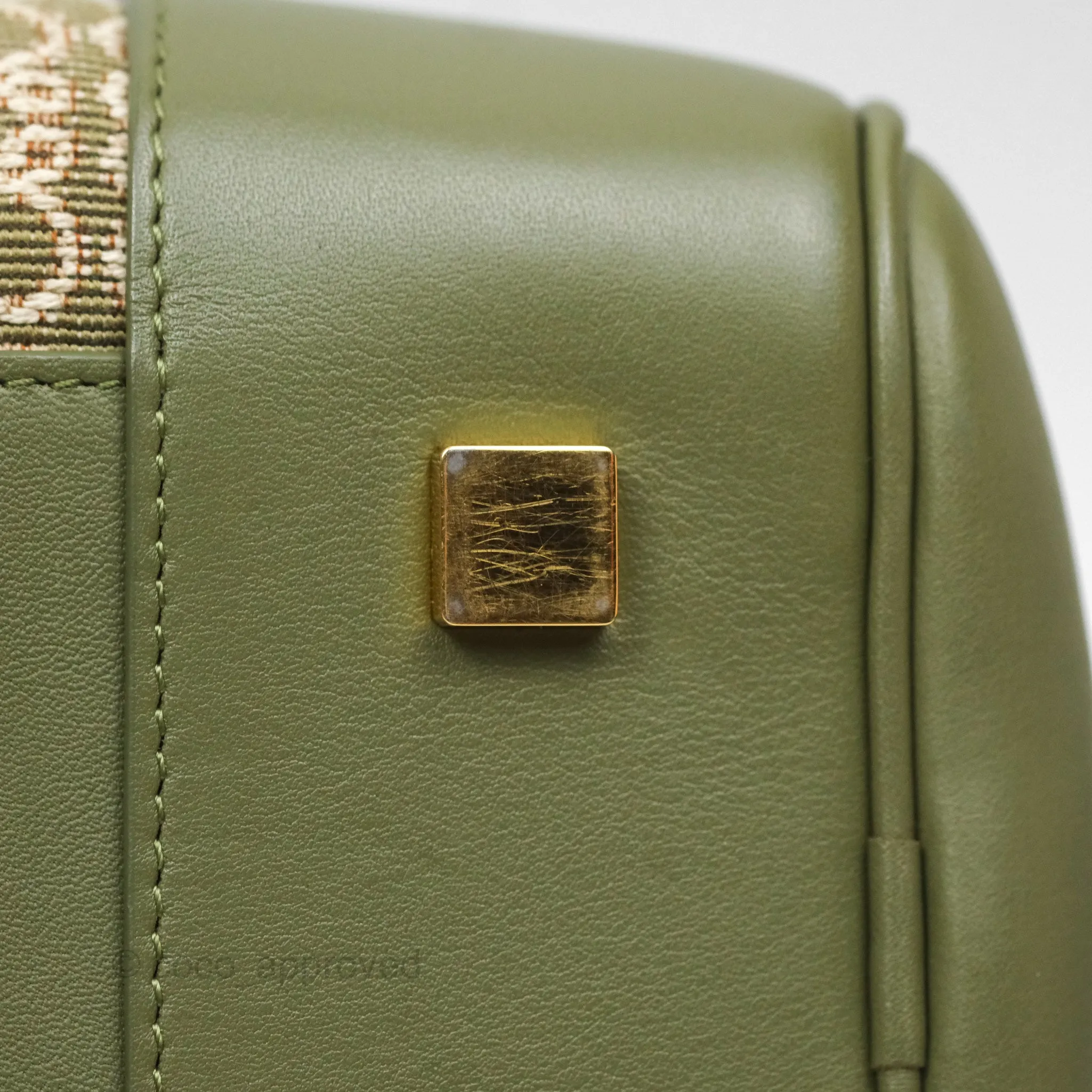 Loewe Amazona 19 Square Green/ Avocado Green in Anagram Jacquard and Calfskin