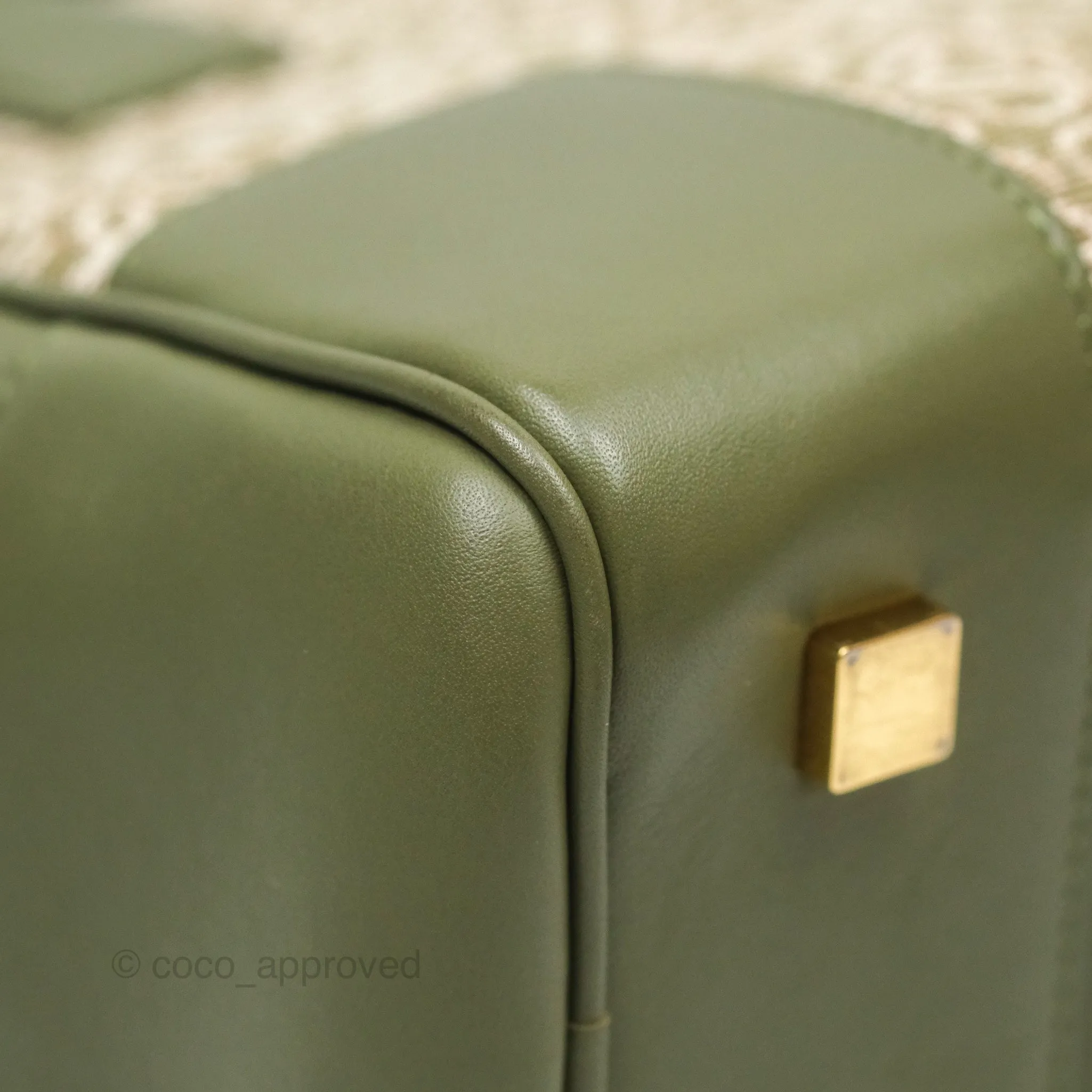 Loewe Amazona 19 Square Green/ Avocado Green in Anagram Jacquard and Calfskin