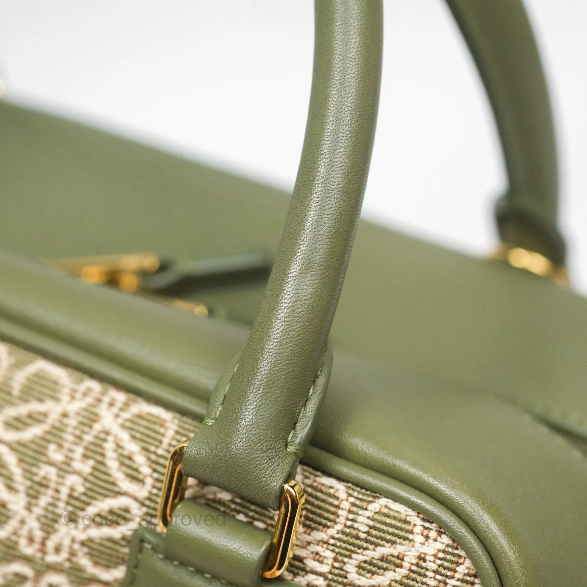 Loewe Amazona 19 Square Green/ Avocado Green in Anagram Jacquard and Calfskin