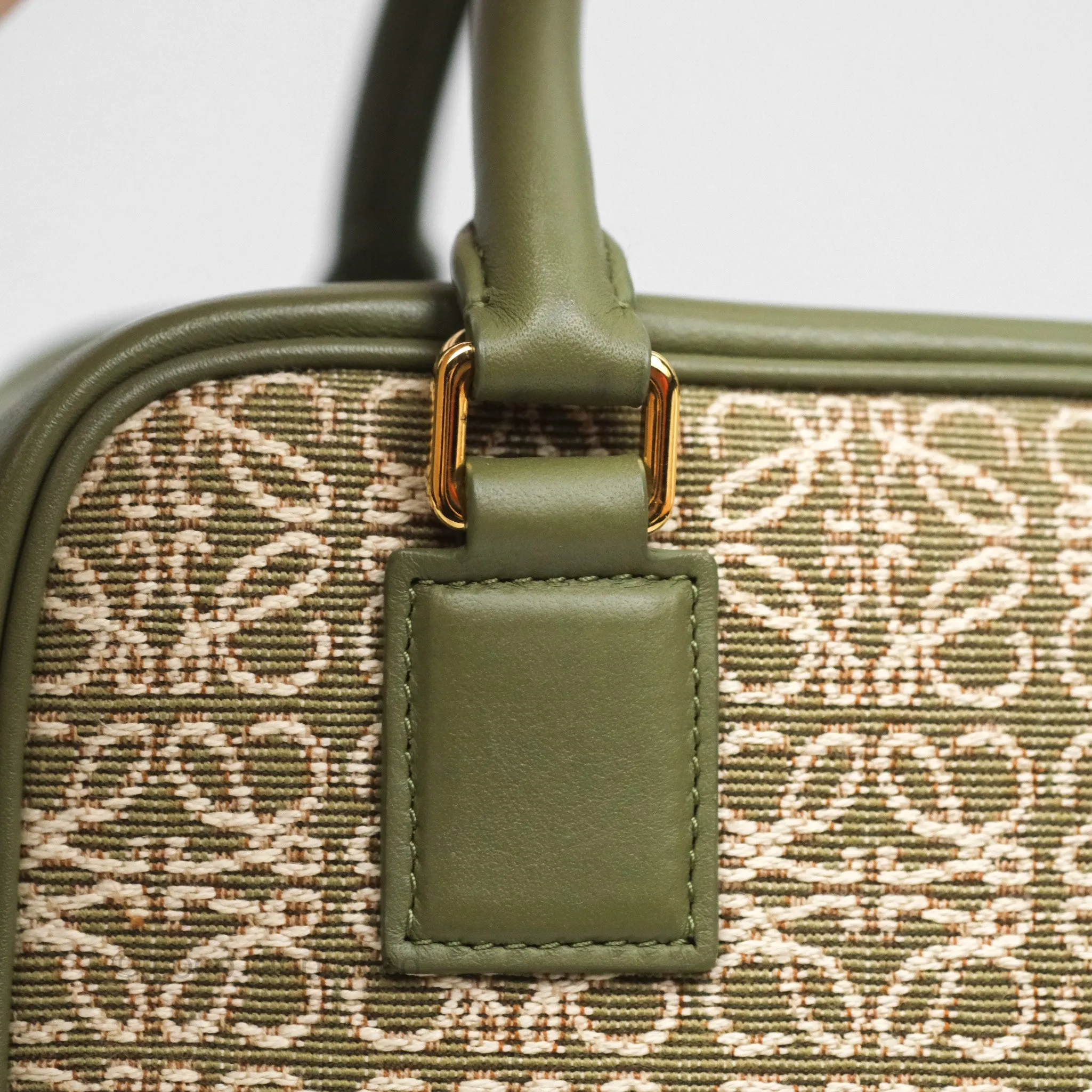 Loewe Amazona 19 Square Green/ Avocado Green in Anagram Jacquard and Calfskin