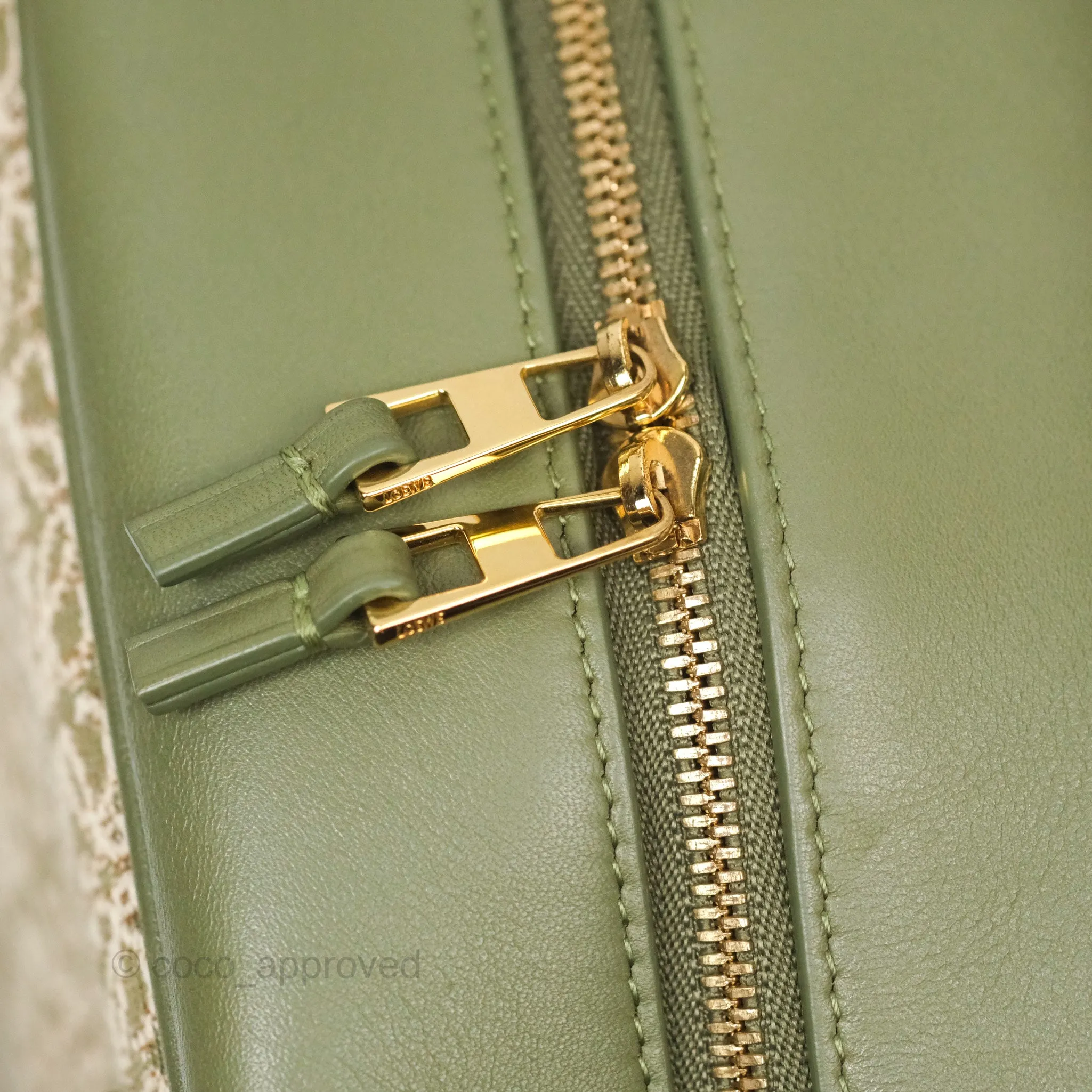 Loewe Amazona 19 Square Green/ Avocado Green in Anagram Jacquard and Calfskin