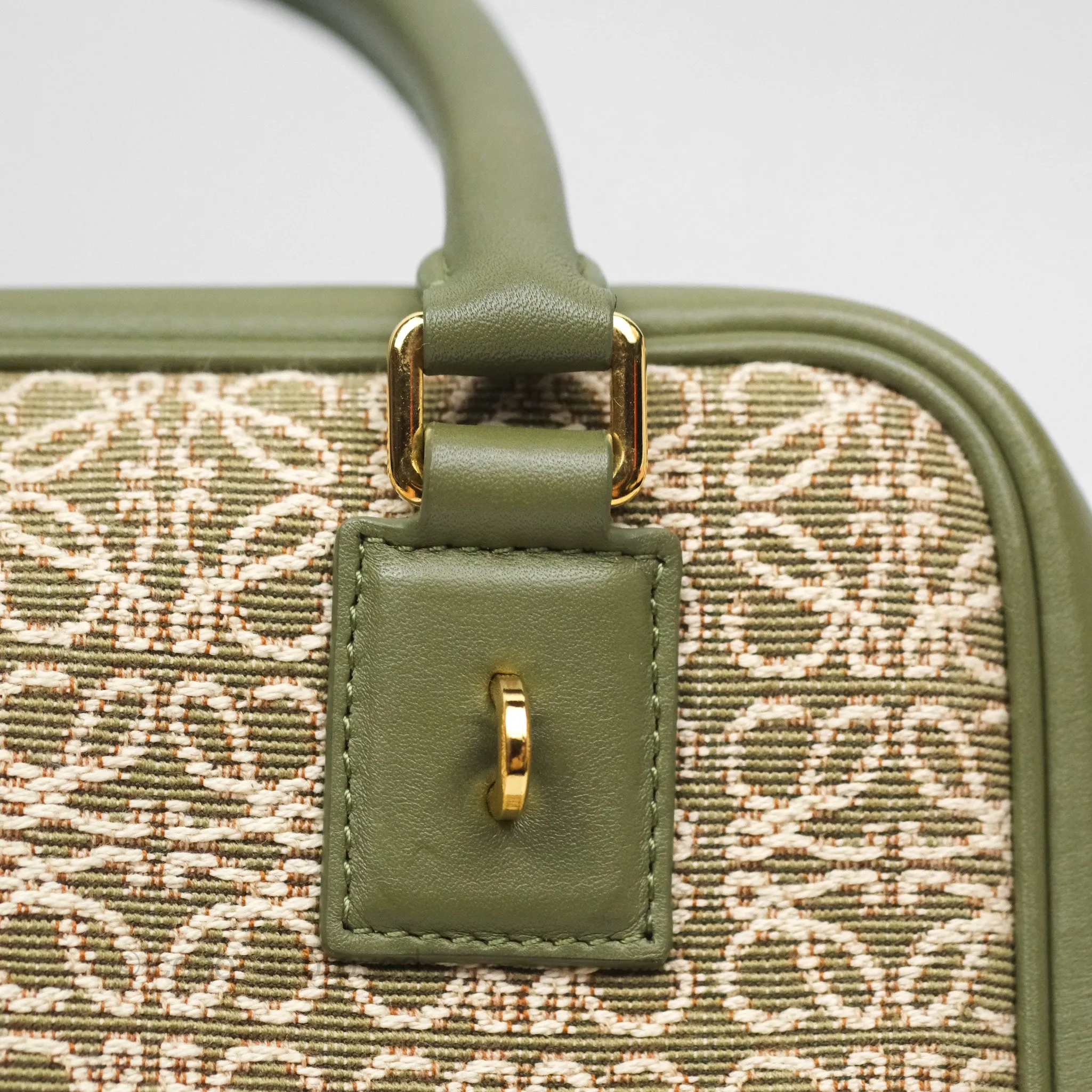 Loewe Amazona 19 Square Green/ Avocado Green in Anagram Jacquard and Calfskin