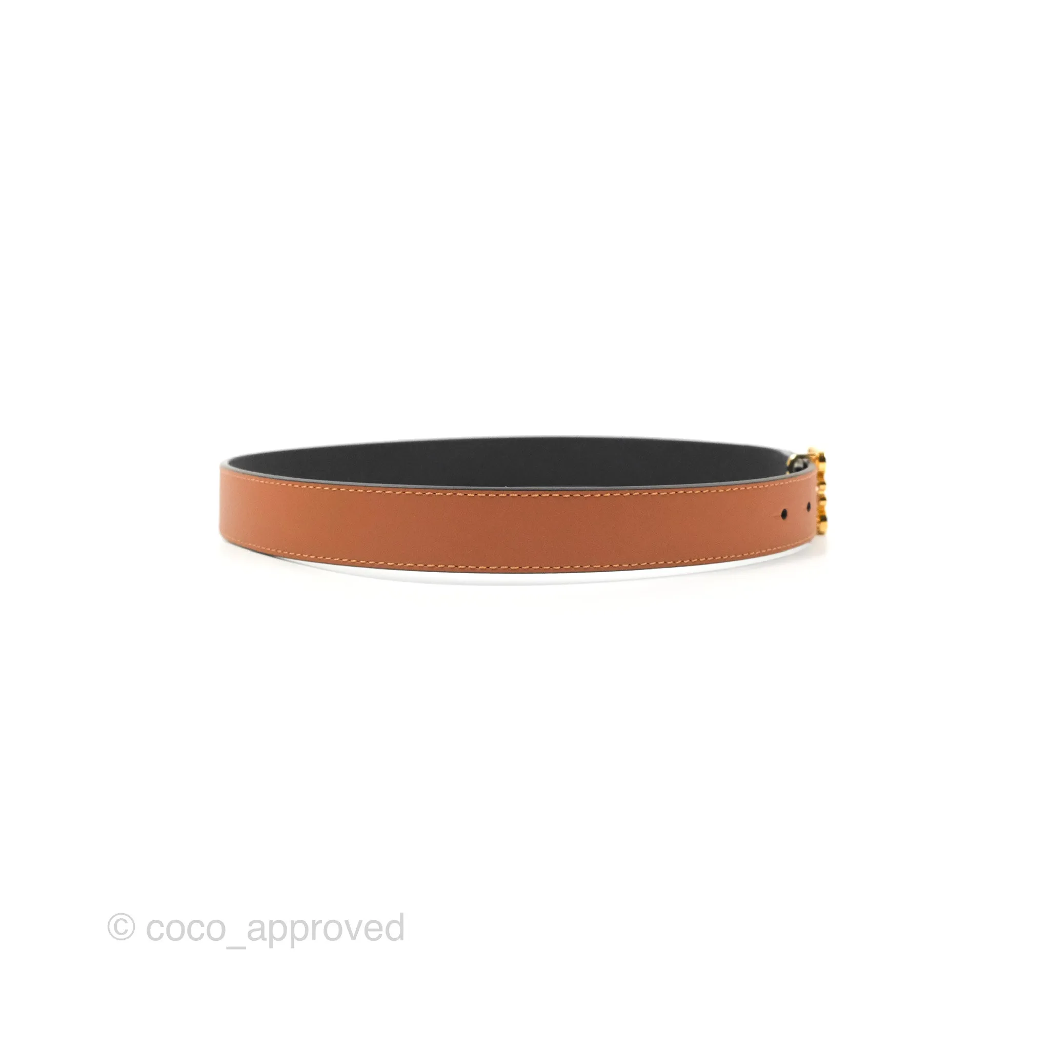 Loewe Anagram Buckle Tan Black Calfskin Reversible Belt Size 75
